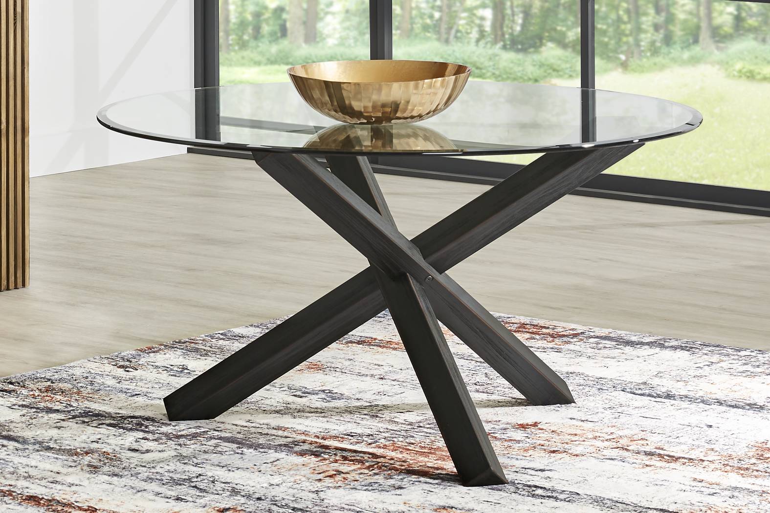 Hollybrooke Black 5 Pc Round Dining Room with Indigo Chairs - Thumbnail - Image 3