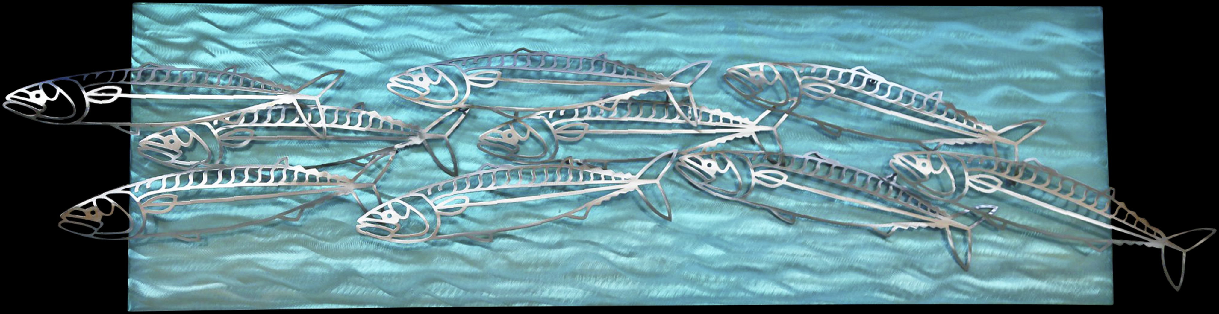 Holy Mackerel Teal Outdoor Wall Art - Thumbnail - Image 1