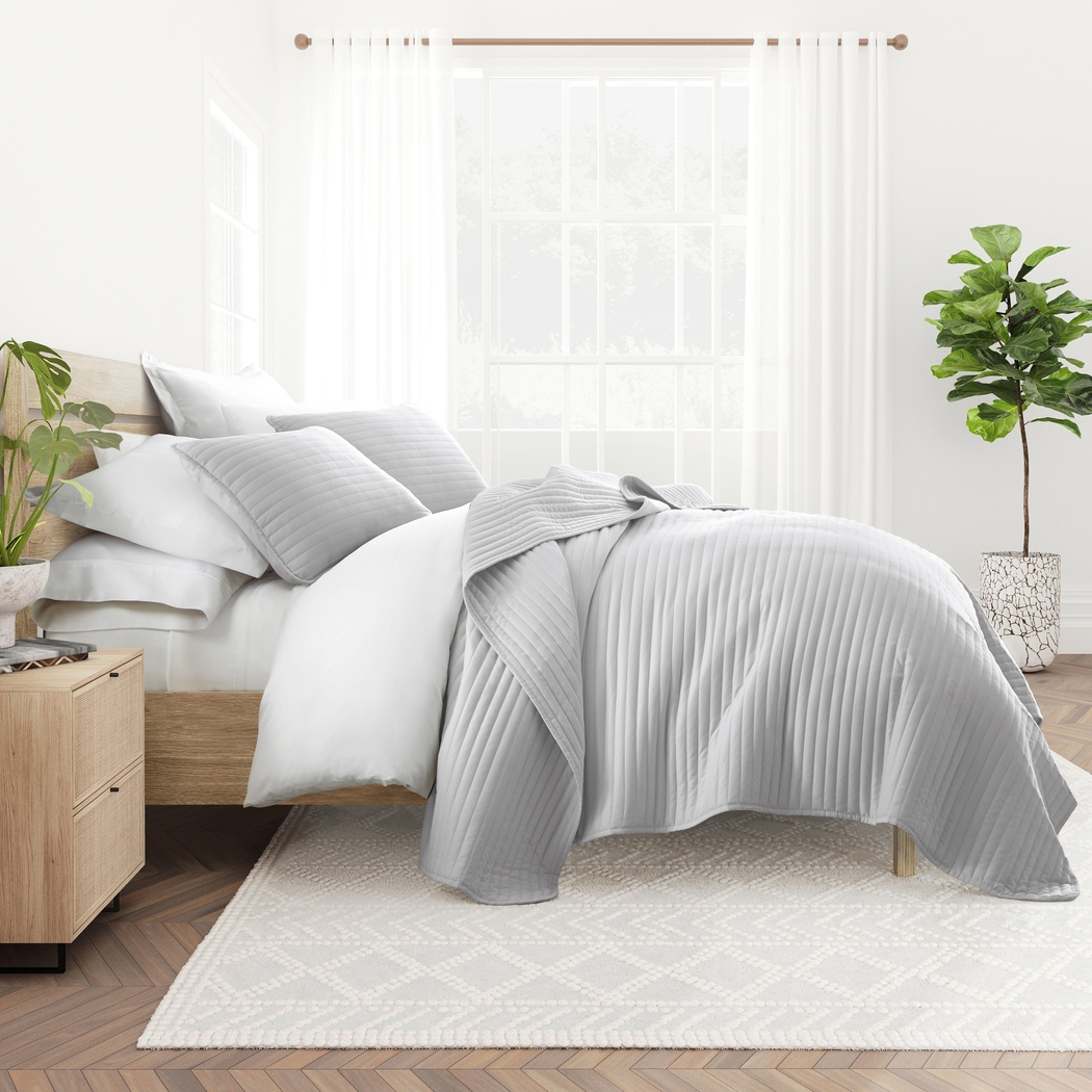 Honeybell Gray 3 Pc Queen Quilt Set - Thumbnail - Image 4