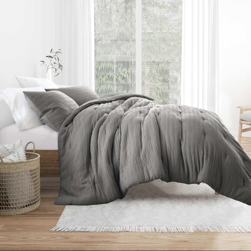 Hoplily Gray 3pc Queen Comforter Set - Thumbnail - Image 3