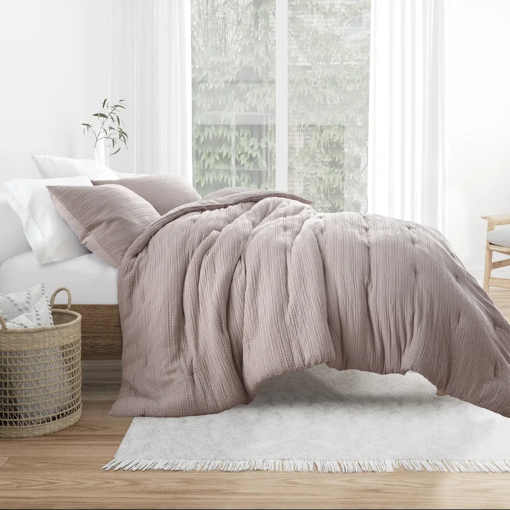 Hoplily Mauve 3pc Queen Comforter Set - Thumbnail - Image 3