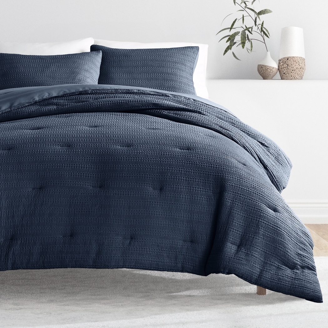 Hoplily Navy 3pc Queen Comforter Set - Thumbnail - Image 2
