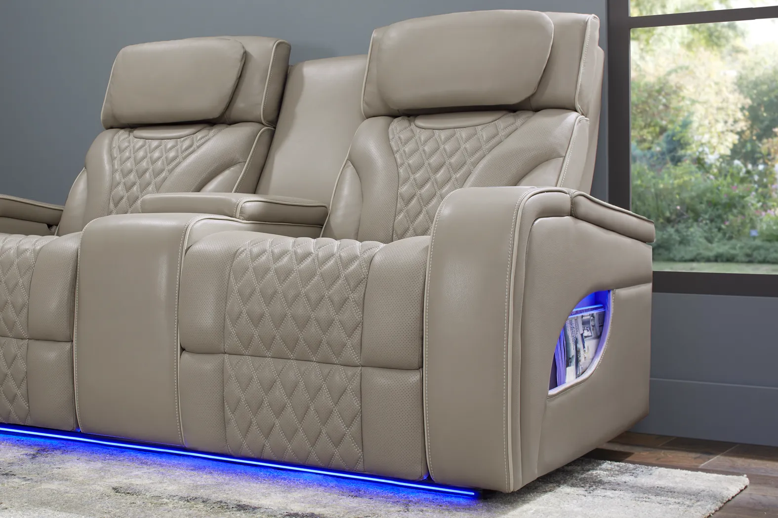 Horizon Ridge Beige Leather 6 Pc Triple Power Reclining Living Room with Massage and Heat - Thumbnail - Image 24
