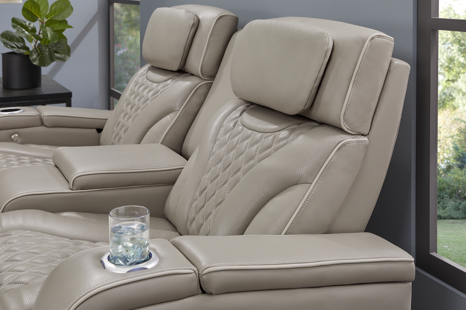 Horizon Ridge Beige Leather 2 Pc Triple Power Reclining Living Room with Massage and Heat - Thumbnail - Image 16