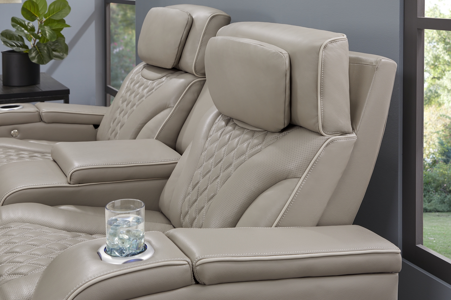 Horizon Ridge Beige Leather 2 Pc Triple Power Reclining Living Room with Massage and Heat - Thumbnail - Image 17