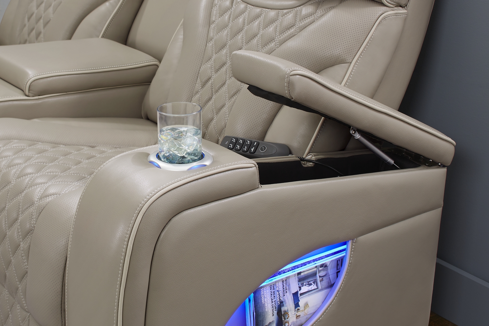 Horizon Ridge Beige Leather 2 Pc Triple Power Reclining Living Room with Massage and Heat - Thumbnail - Image 18