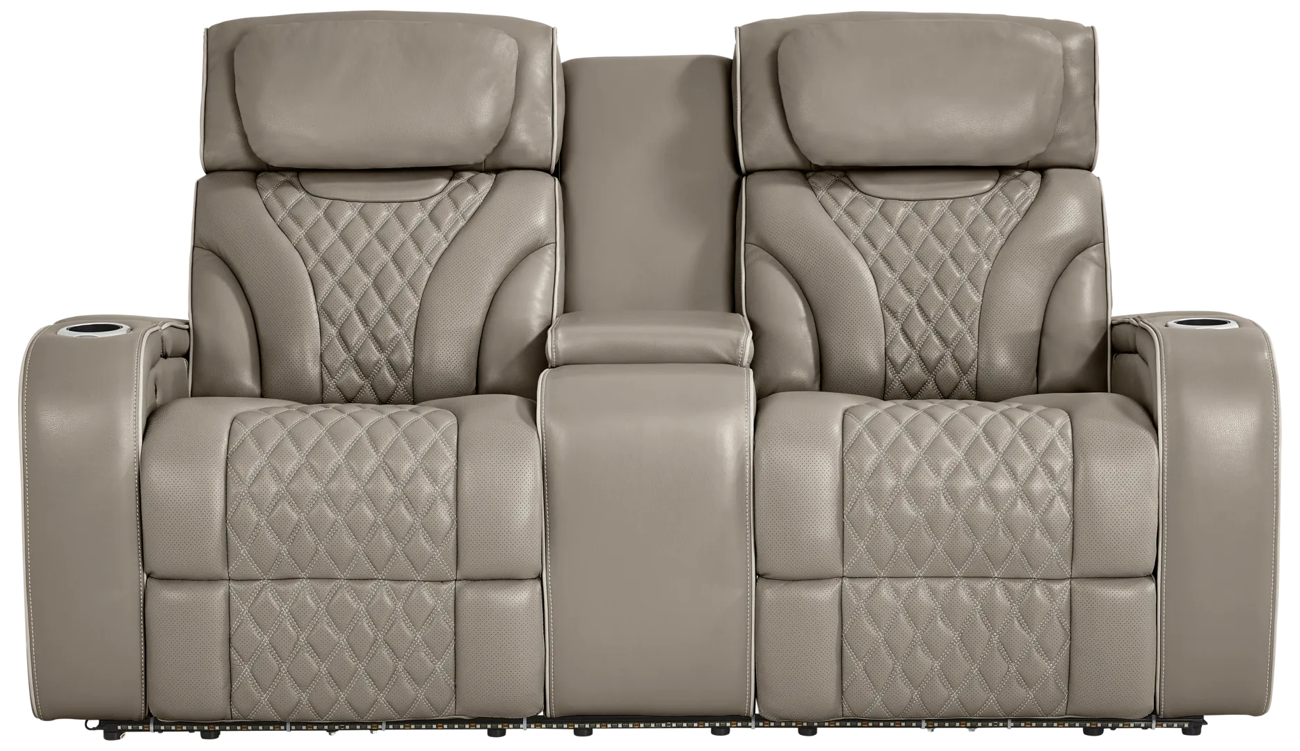 beige triple power reclining console loveseat