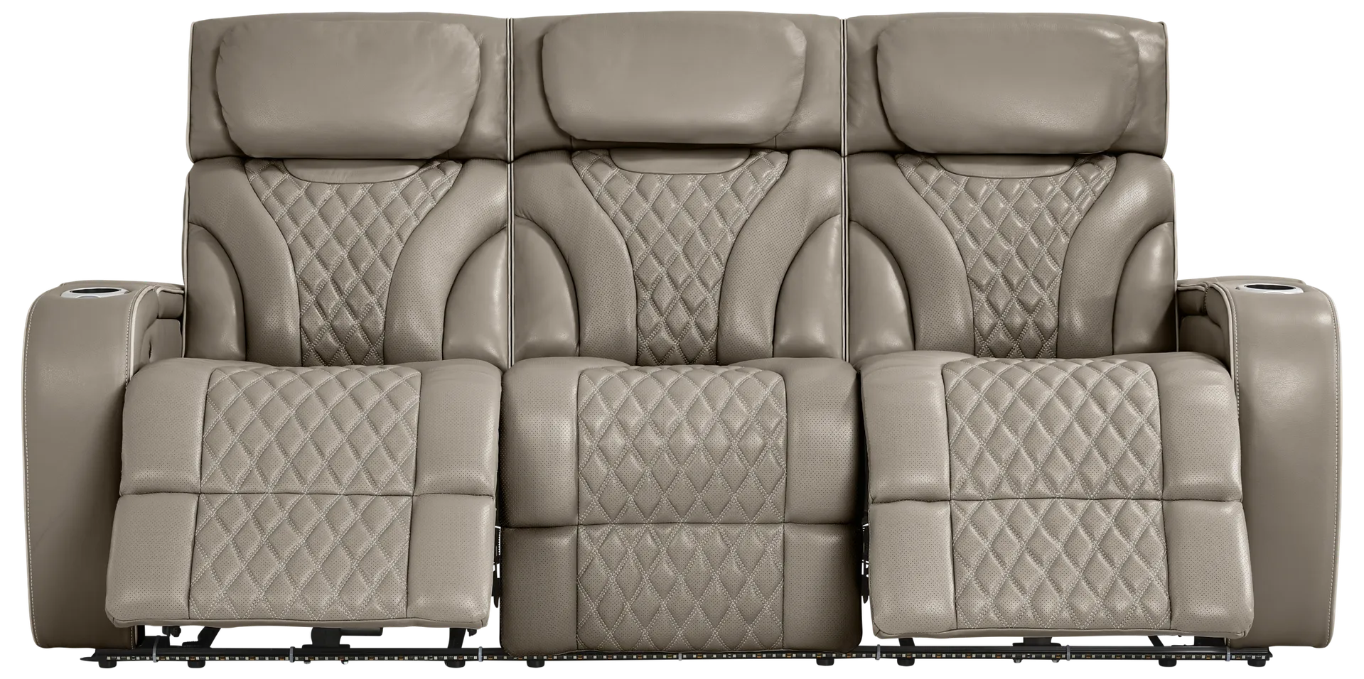 beige triple power reclining sofa