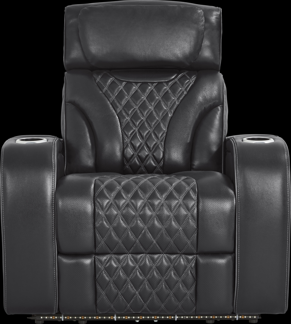 Horizon Ridge Black Leather Triple Power Recliner with Massage and Heat - Thumbnail - Image 2