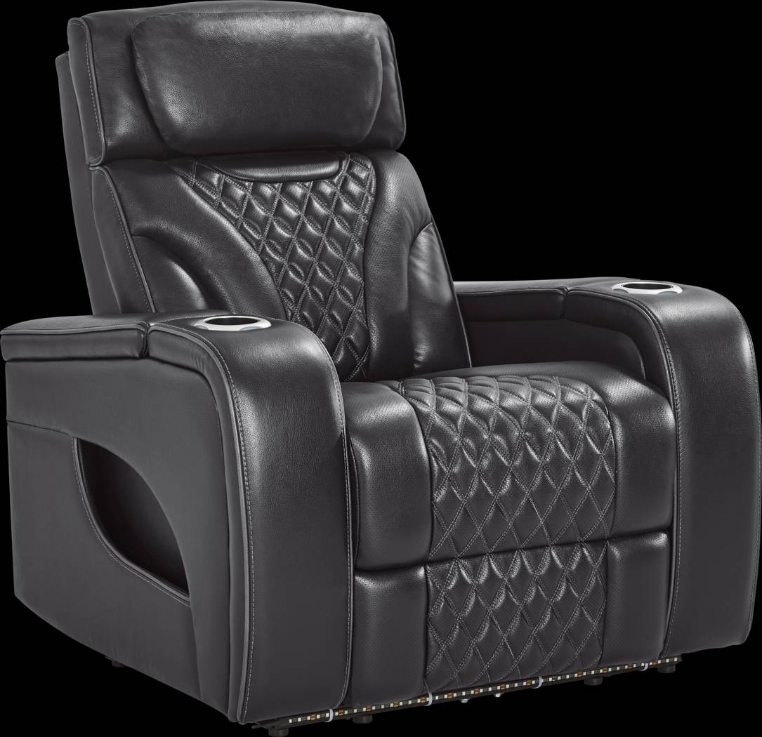 Horizon Ridge Black Leather Triple Power Recliner with Massage and Heat - Thumbnail - Image 4
