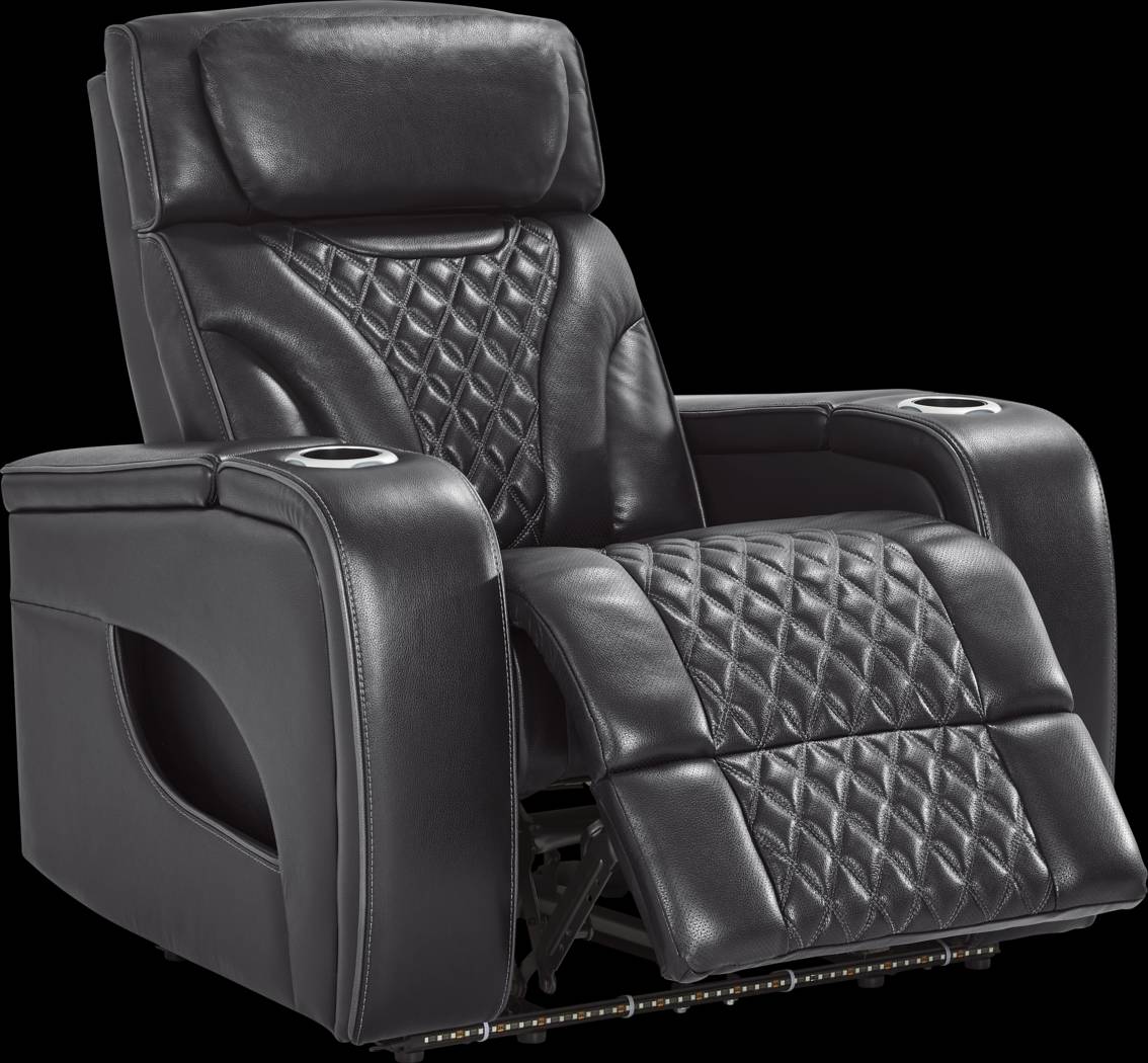 Horizon Ridge Black Leather Triple Power Recliner with Massage and Heat - Thumbnail - Image 1