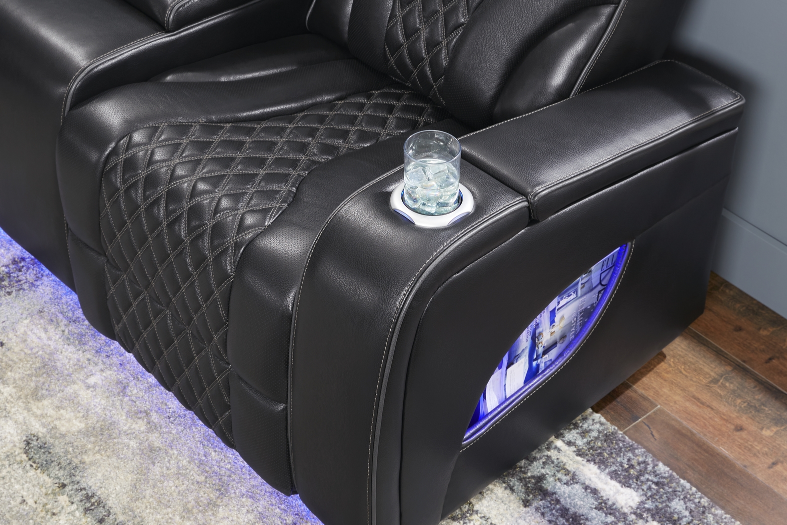 Horizon Ridge Black Leather 7 Pc Triple Power Reclining Living Room with Massage and Heat - Thumbnail - Image 18