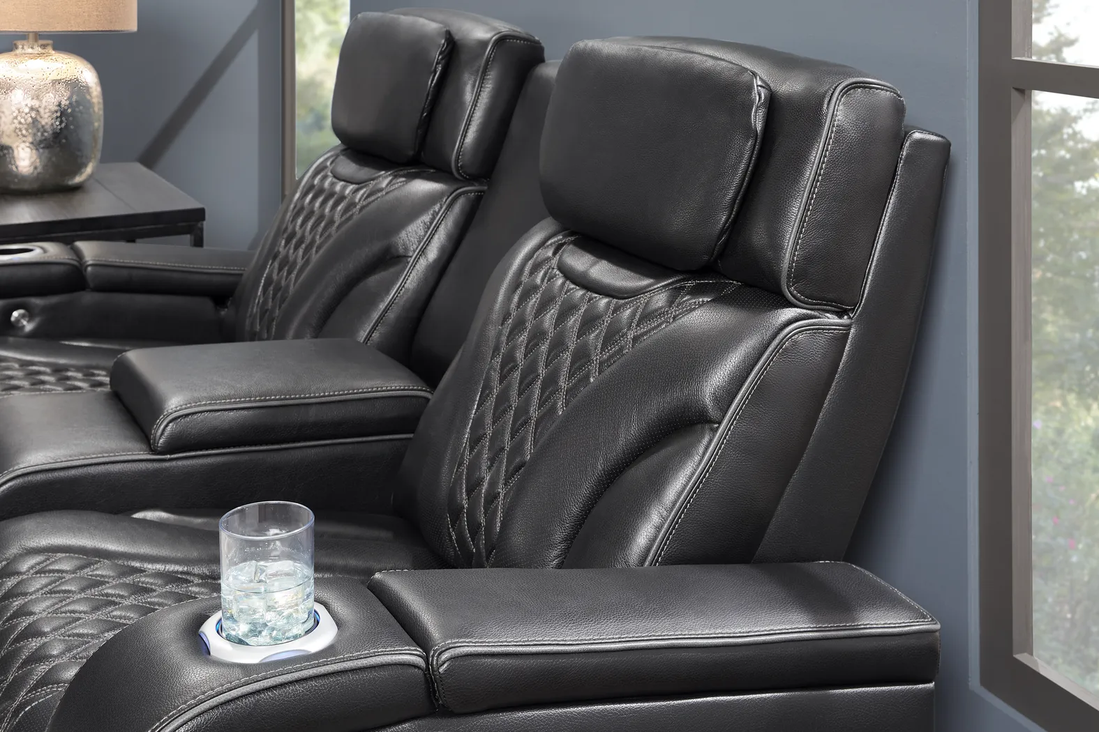 Horizon Ridge Black Leather 6 Pc Triple Power Reclining Living Room with Massage and Heat - Thumbnail - Image 26