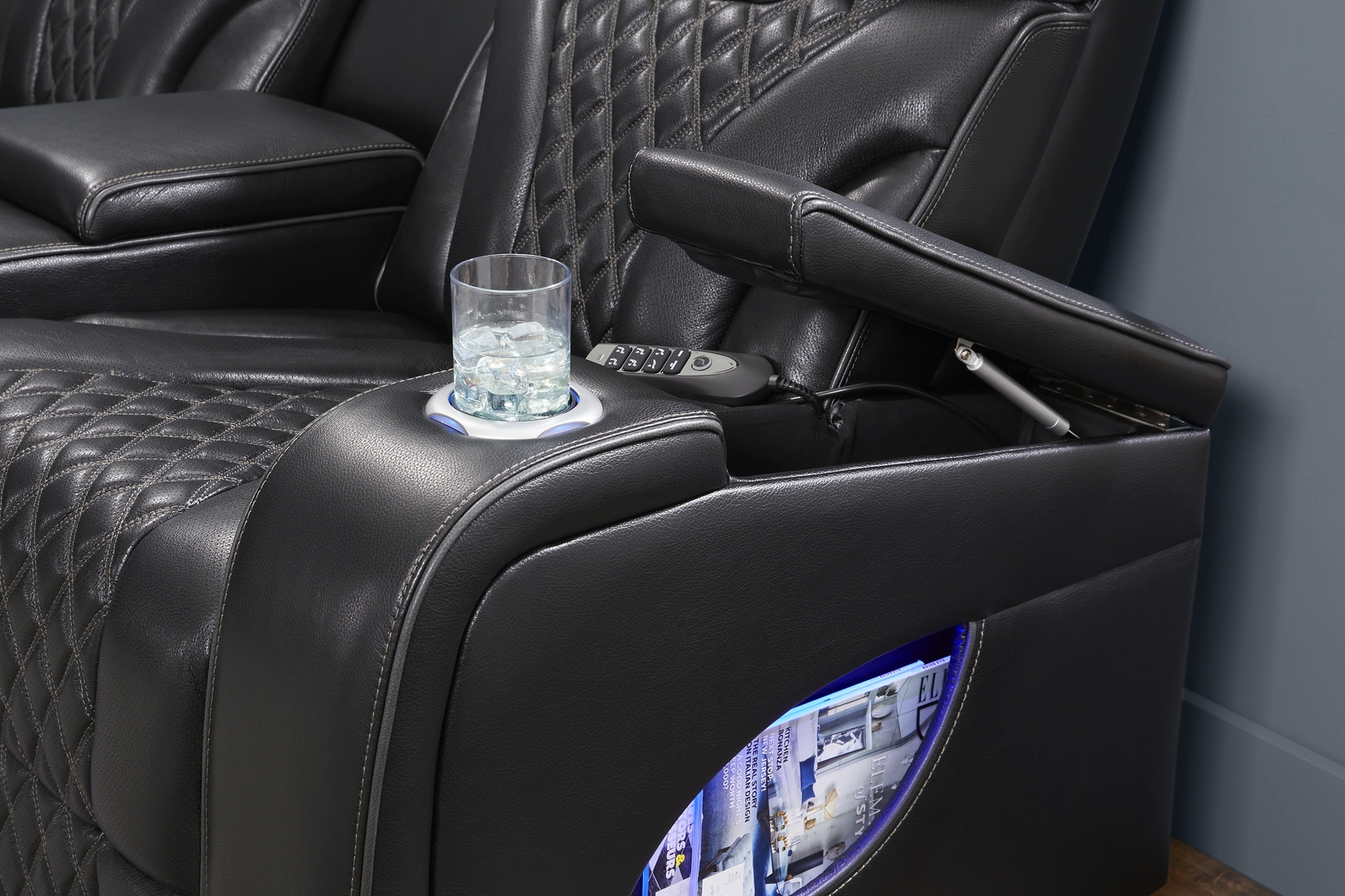 Horizon Ridge Black Leather 7 Pc Triple Power Reclining Living Room with Massage and Heat - Thumbnail - Image 17