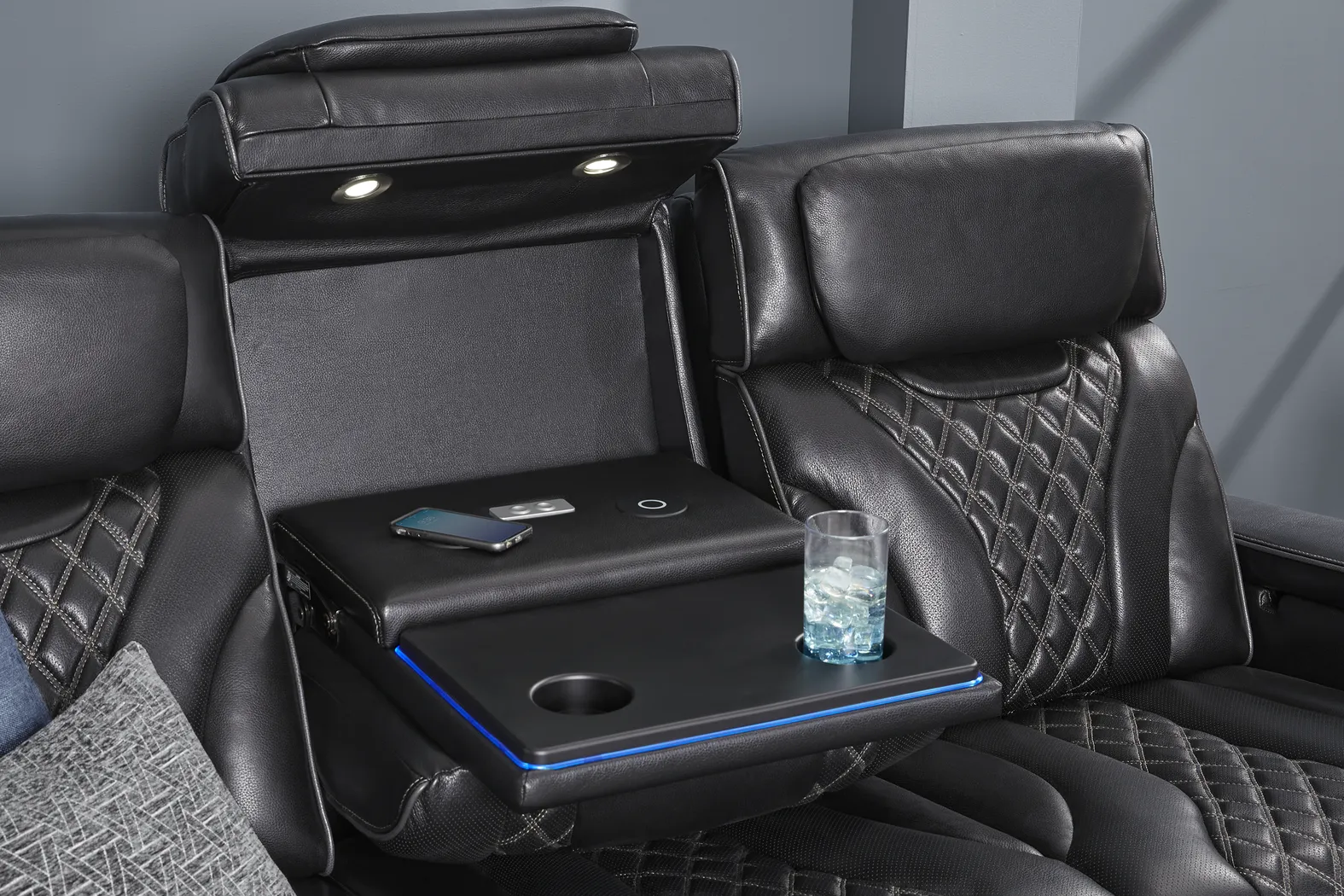 Horizon Ridge Black Leather 6 Pc Triple Power Reclining Living Room with Massage and Heat - Thumbnail - Image 12