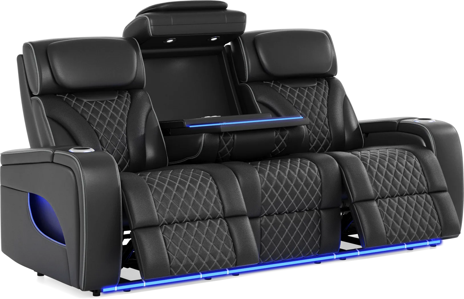Horizon Ridge Black Leather 6 Pc Triple Power Reclining Living Room with Massage and Heat - Thumbnail - Image 4