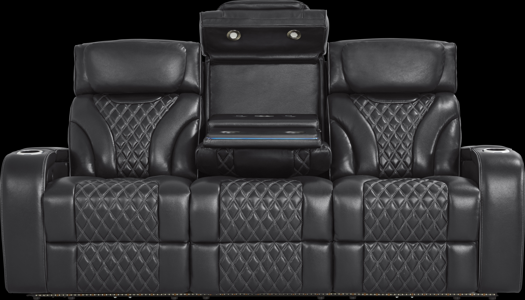 Horizon Ridge Black Leather 8 Pc Living Room with Triple Power Reclining Sofa - Thumbnail - Image 5