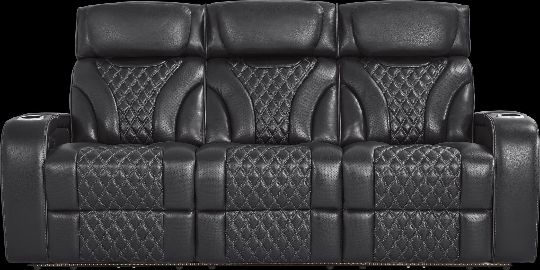 Horizon Ridge Black Leather Triple Power Reclining Sofa with Massage and Heat - Thumbnail - Image 1