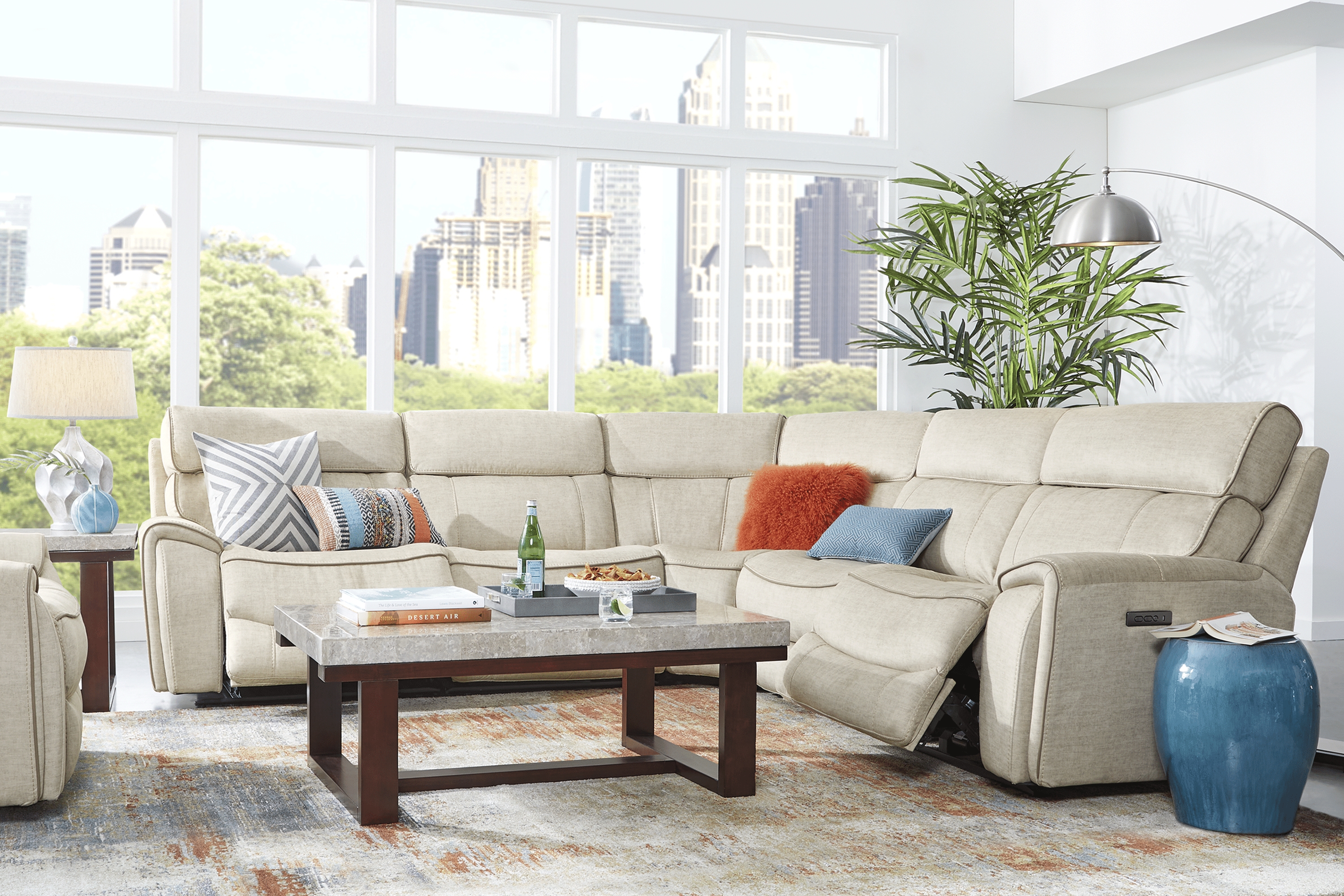 Hosford Beige 5 Pc Dual Power Reclining Sectional - Thumbnail - Image 2