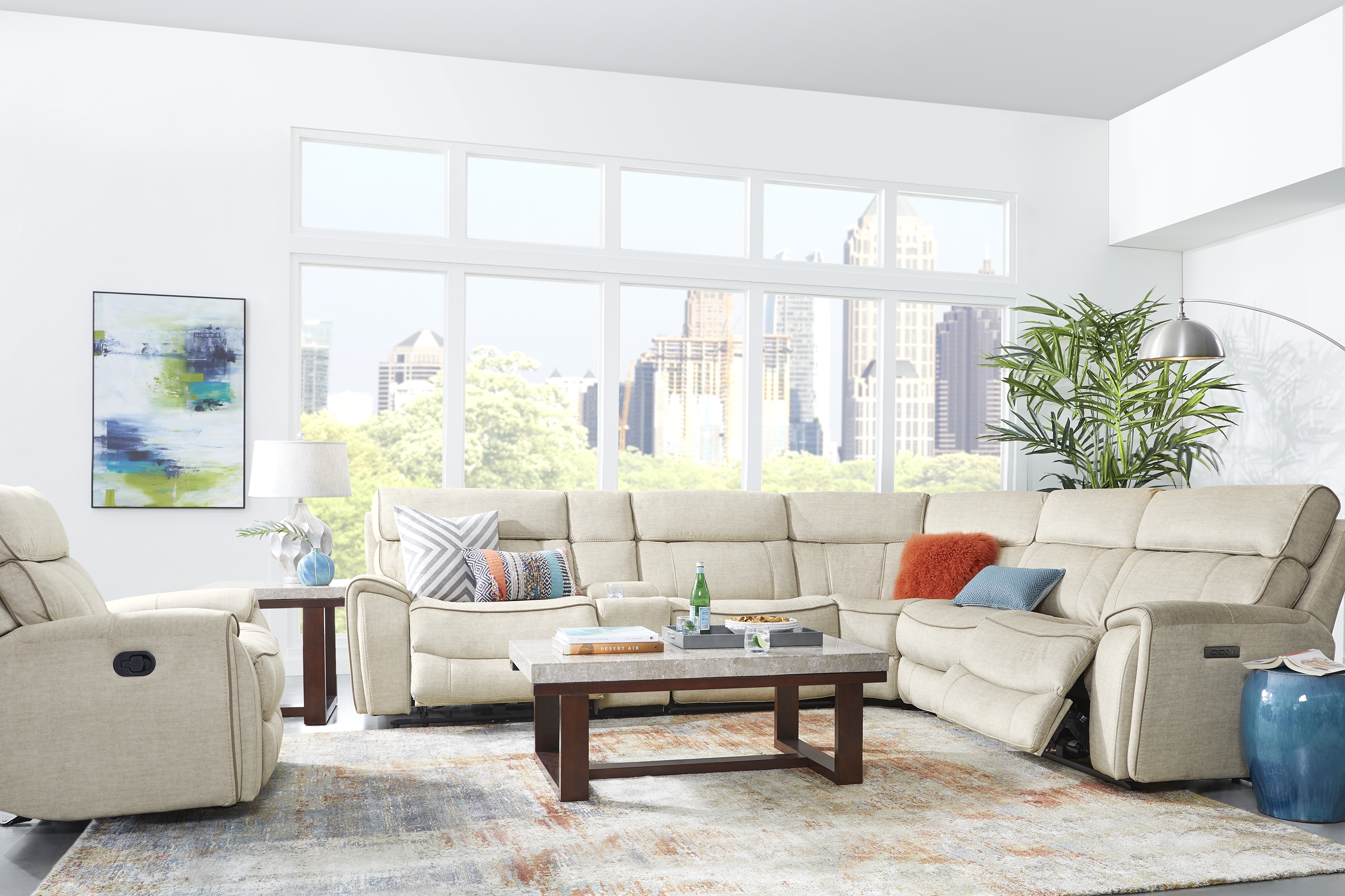 Hosford Beige 6 Pc Power Reclining Sectional - Thumbnail - Image 2