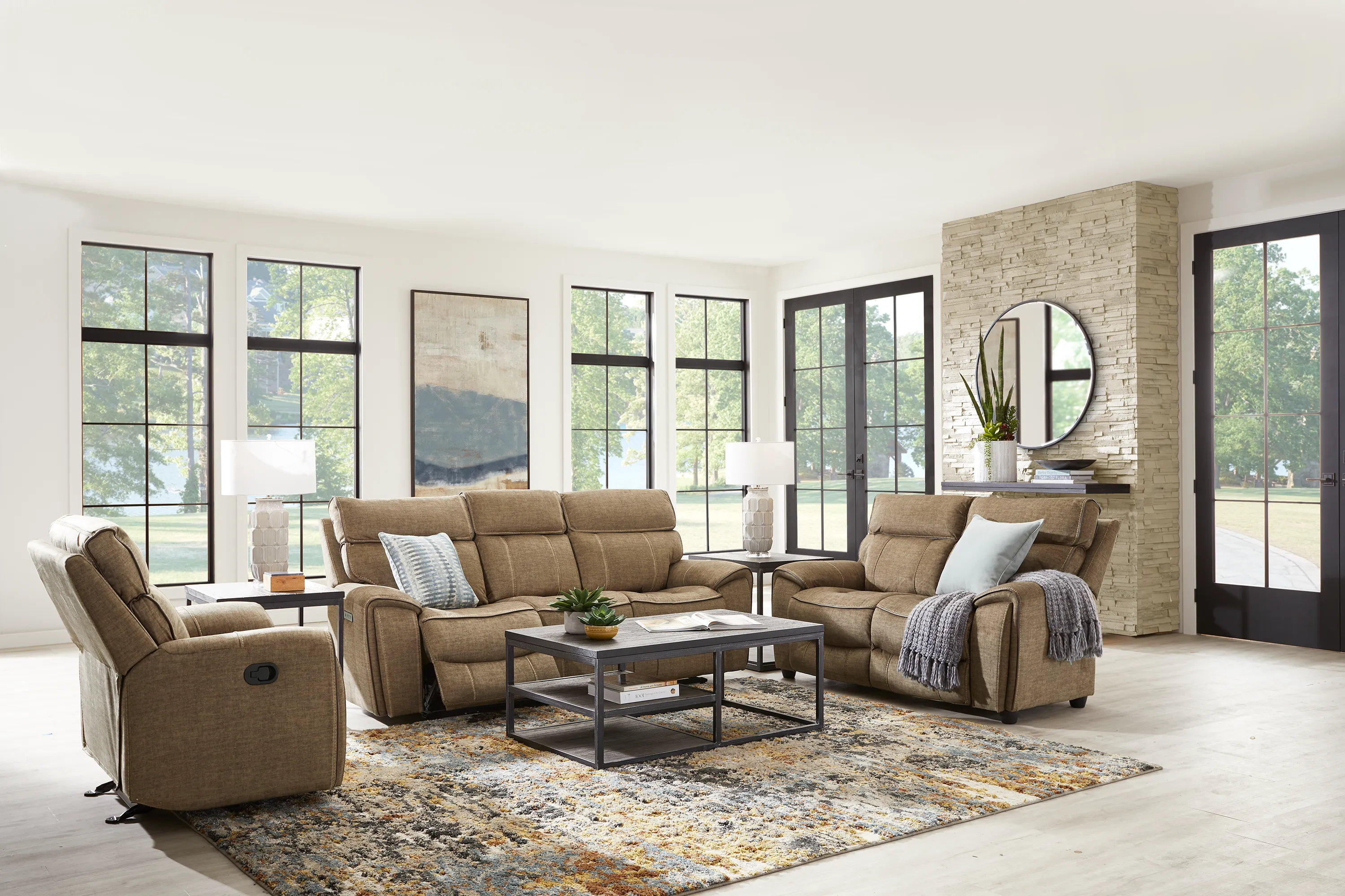 Hosford Brown 3 Pc Living Room with Reclining Sofa - Thumbnail - Image 1