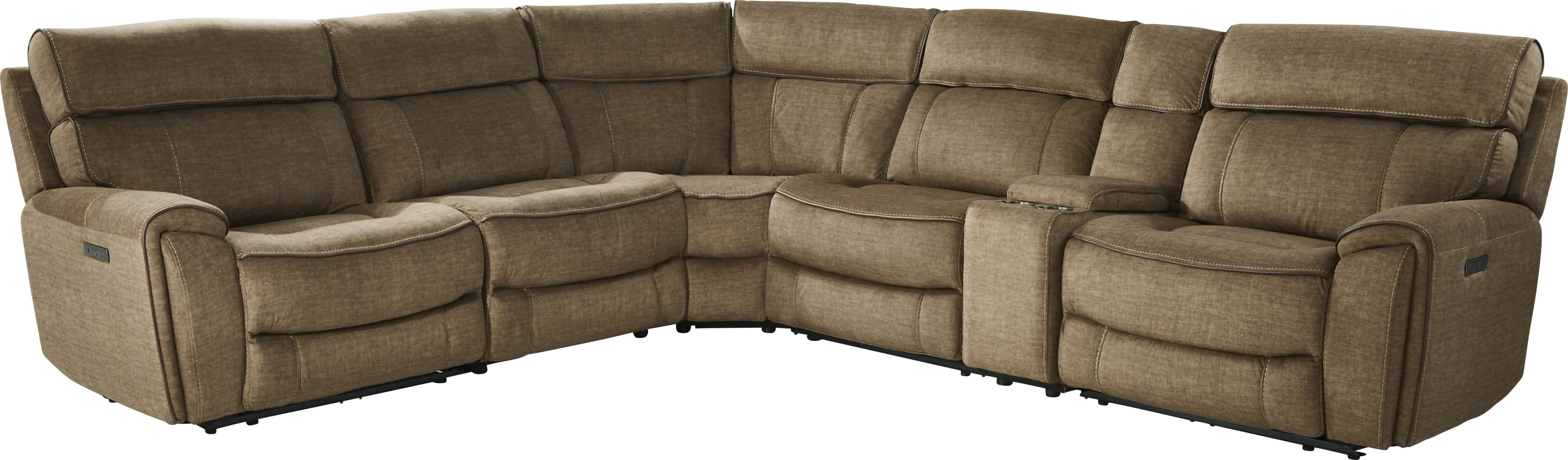 Hosford Brown 6 Pc Dual Power Reclining Sectional - Thumbnail - Image 1