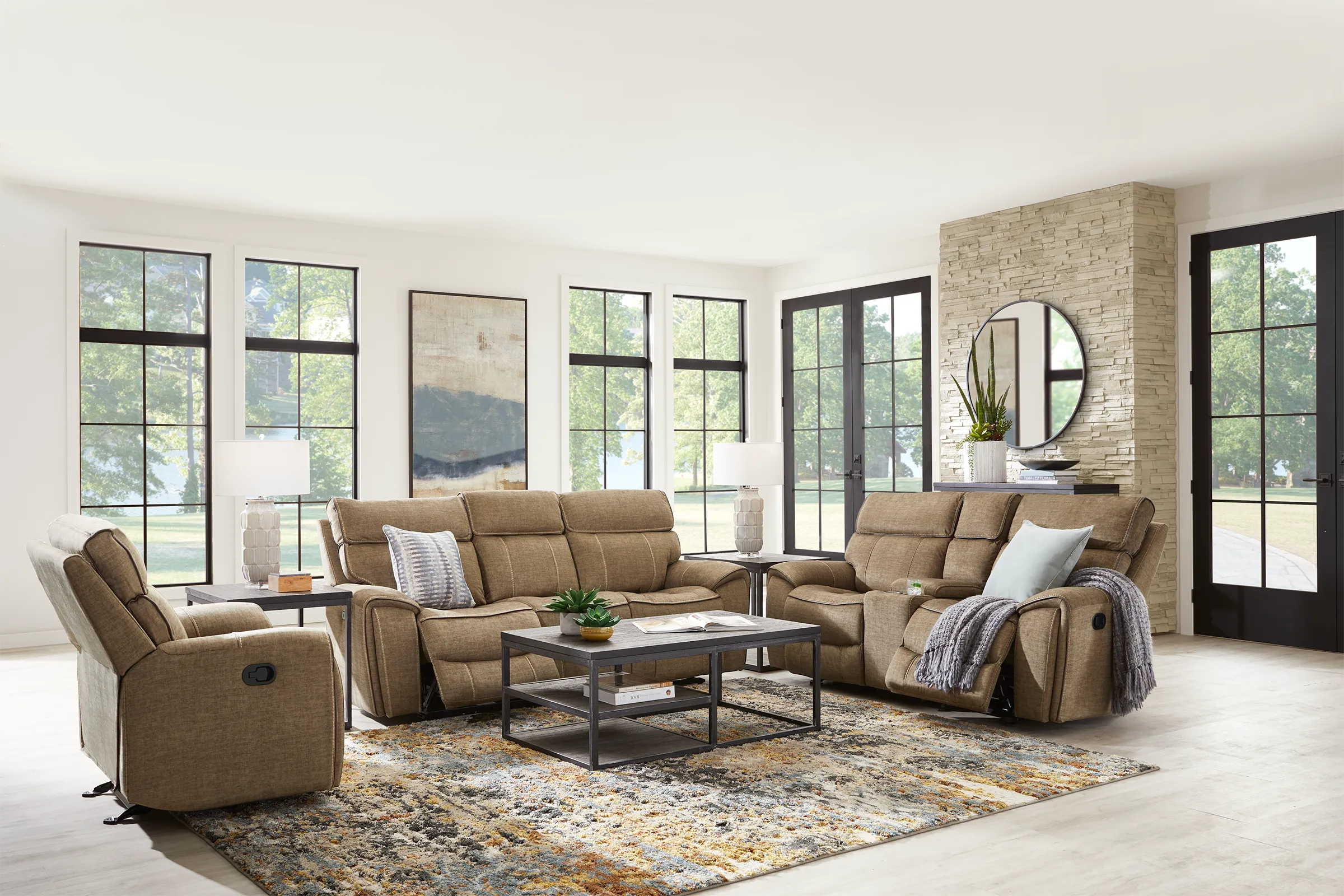 Hosford Brown 7 Pc Reclining Living Room - Thumbnail - Image 1