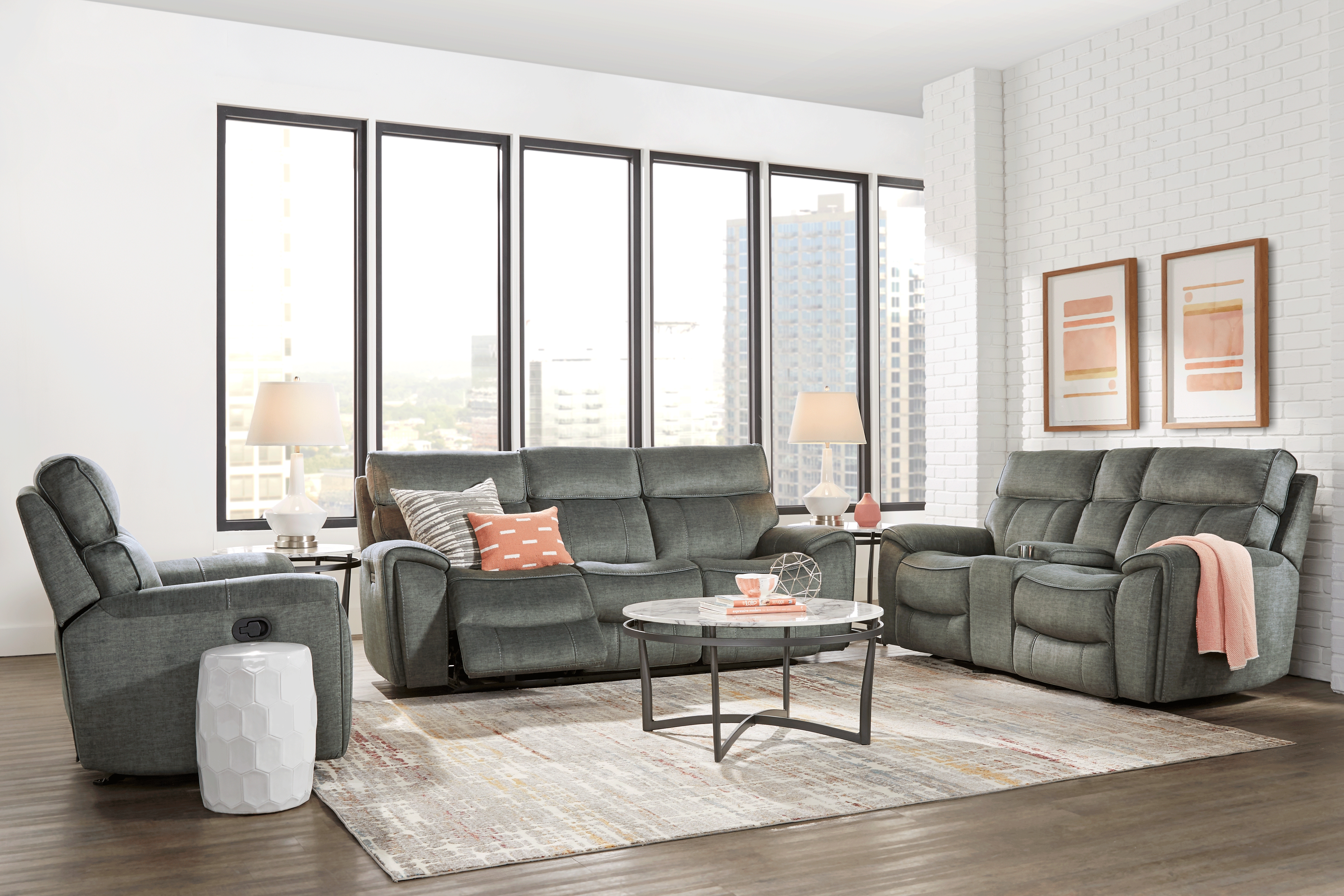 Hosford Dark Gray 3 Pc Reclining Living Room - Thumbnail - Image 1