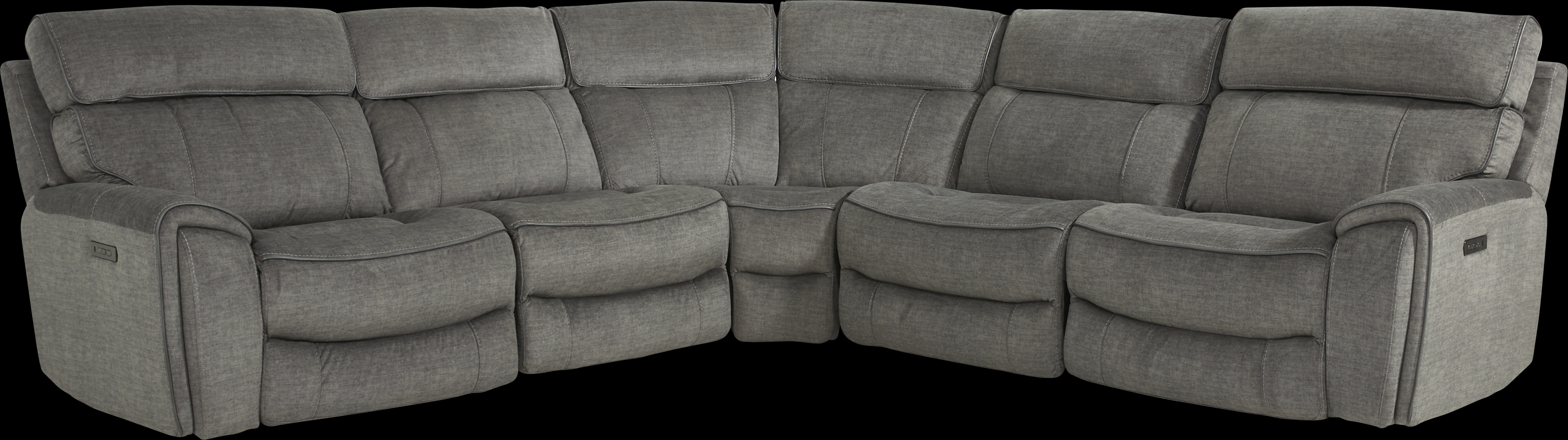 Hosford Dark Gray 5 Pc Dual Power Reclining Sectional - Thumbnail - Image 1