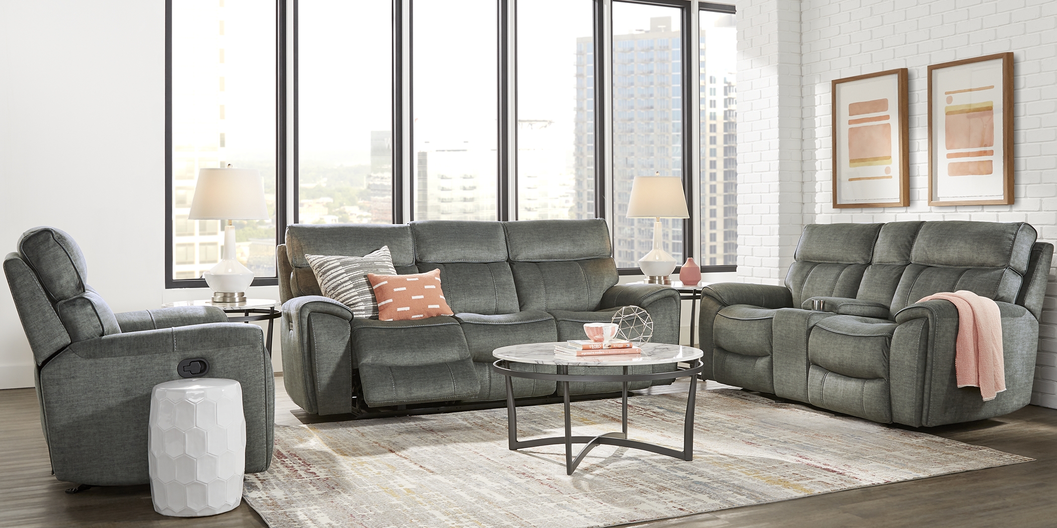 Hosford Dark Gray 5 Pc Reclining Living Room - Thumbnail - Image 1