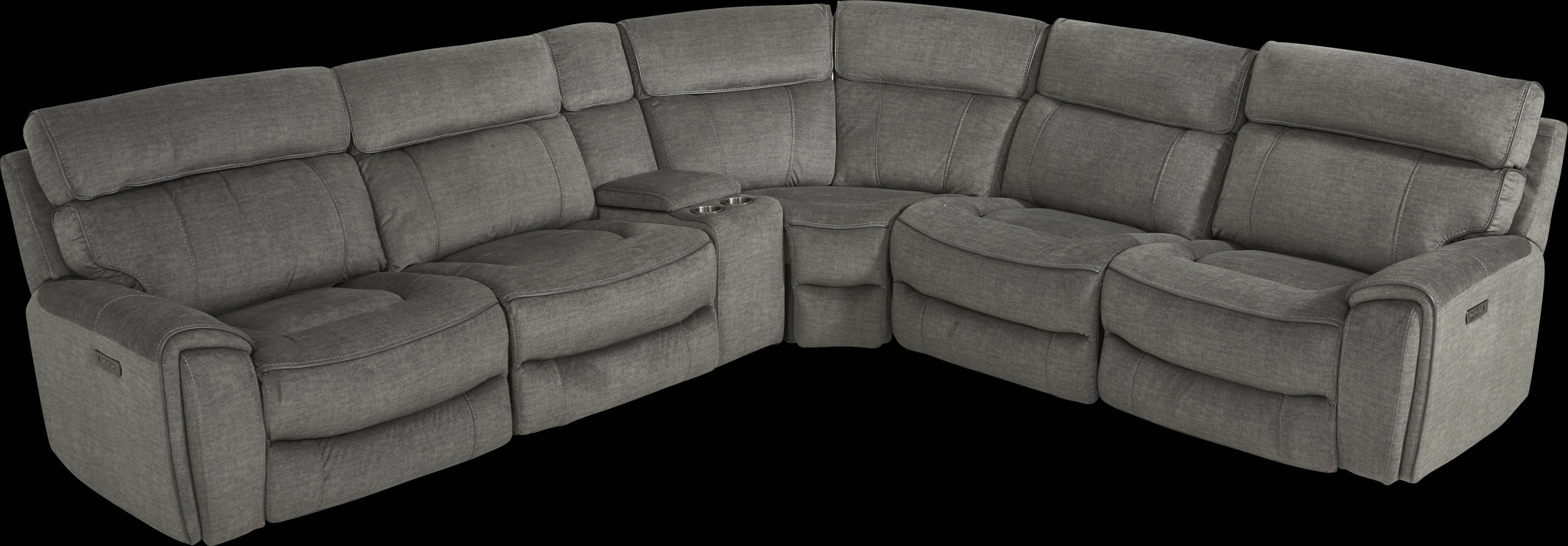 Hosford Dark Gray 6 Pc Dual Power Reclining Sectional - Thumbnail - Image 4