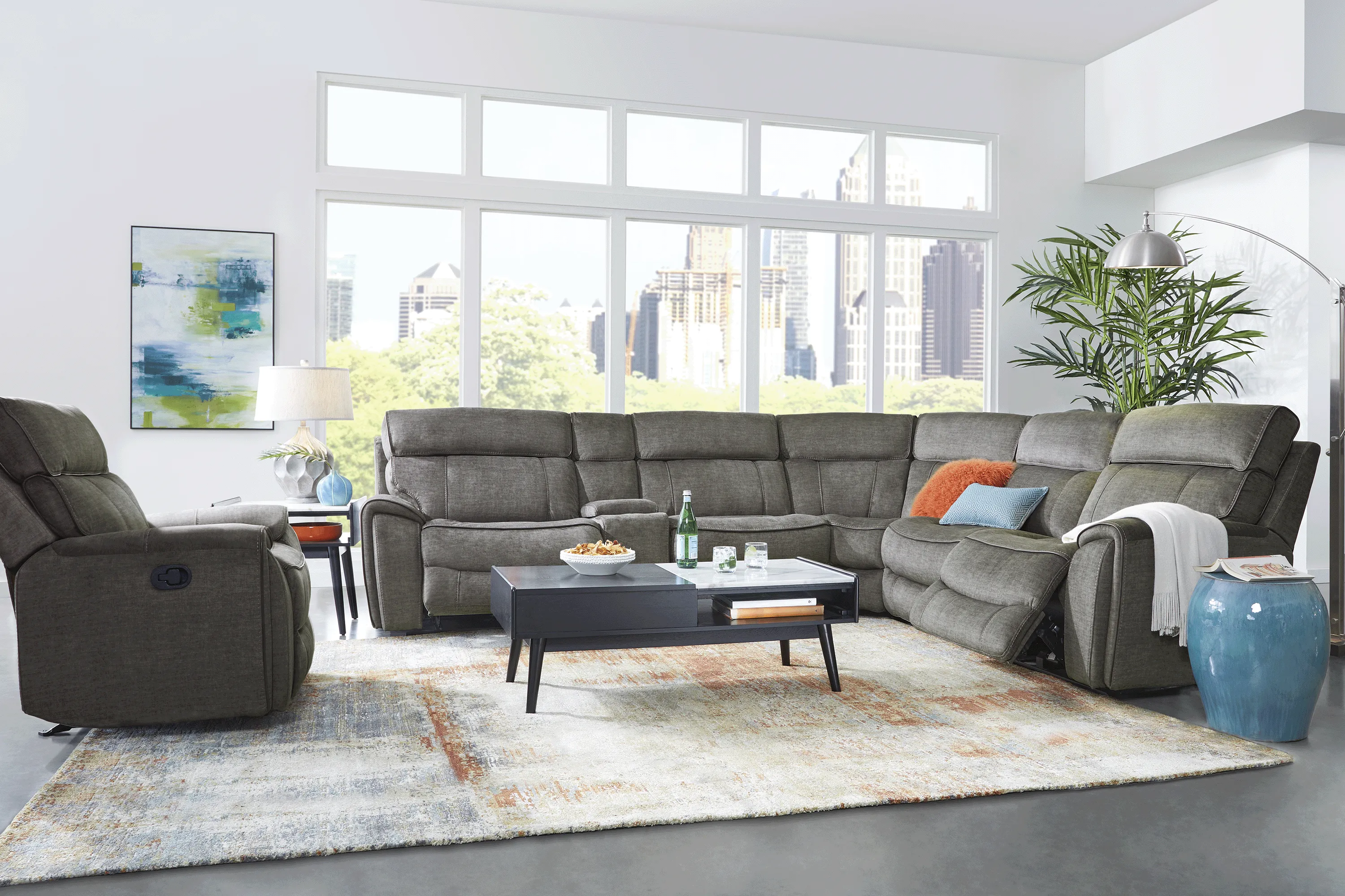 Hosford Dark Gray 6 Pc Reclining Sectional - Thumbnail - Image 2