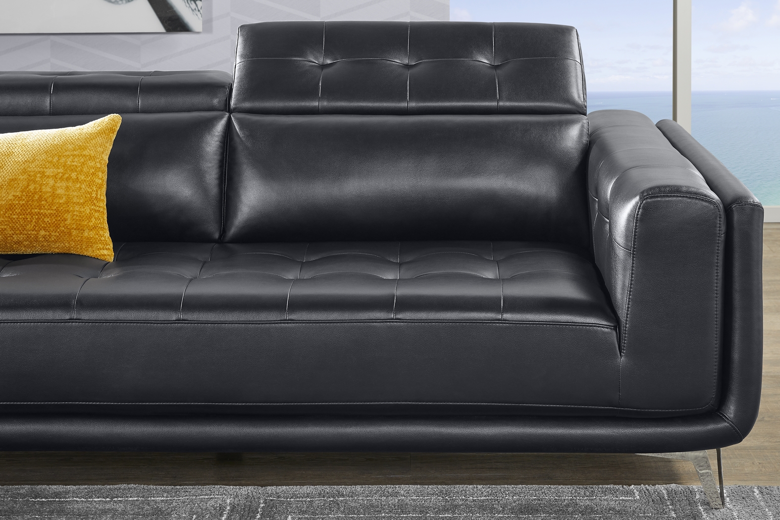 Hudson Heights Black 6 Pc Sectional Living Room - Thumbnail - Image 15