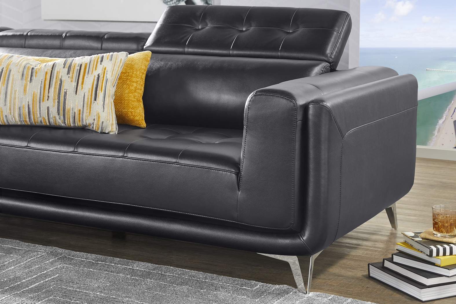 Hudson Heights Black 6 Pc Sectional Living Room - Thumbnail - Image 16