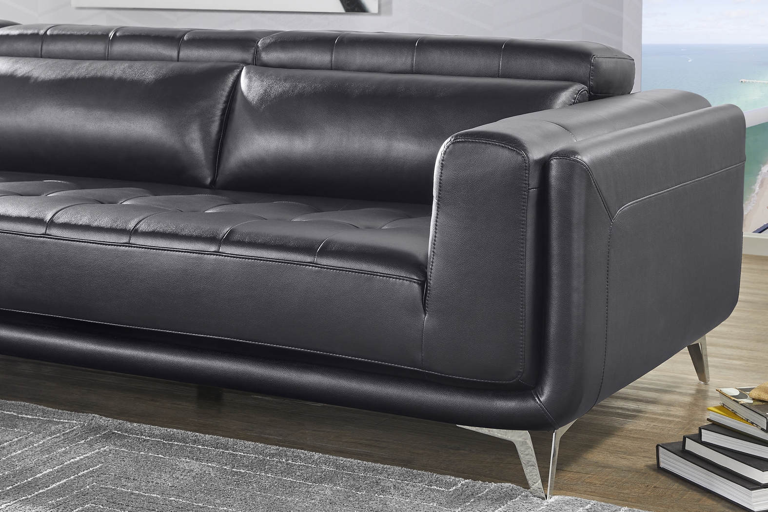 Hudson Heights Black 6 Pc Sectional Living Room - Thumbnail - Image 11