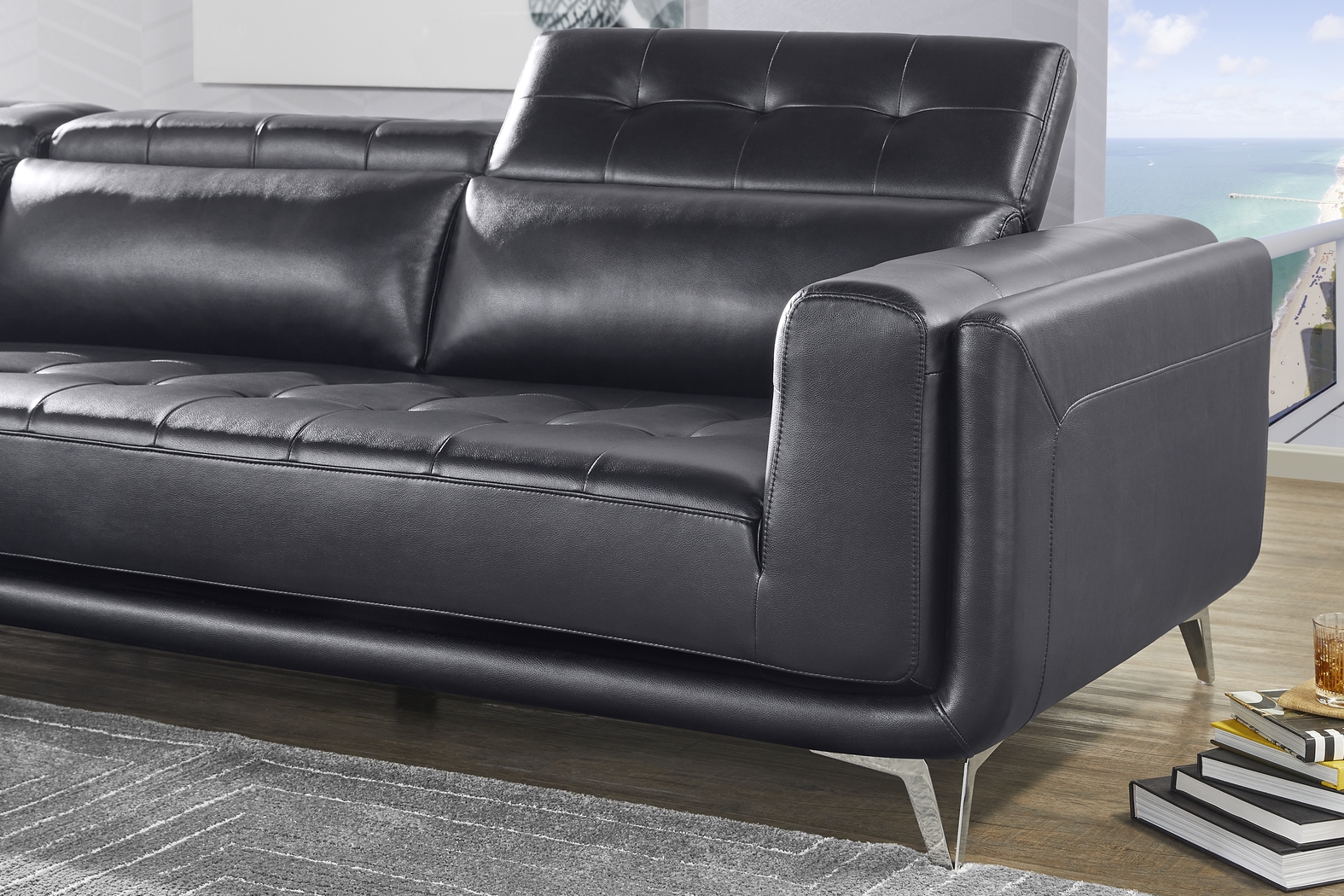 Hudson Heights Black 6 Pc Sectional Living Room - Thumbnail - Image 12