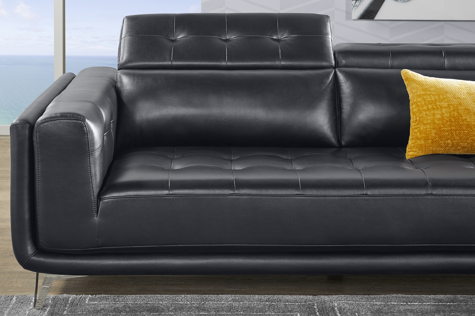 Hudson Heights Black 6 Pc Sectional Living Room - Thumbnail - Image 15