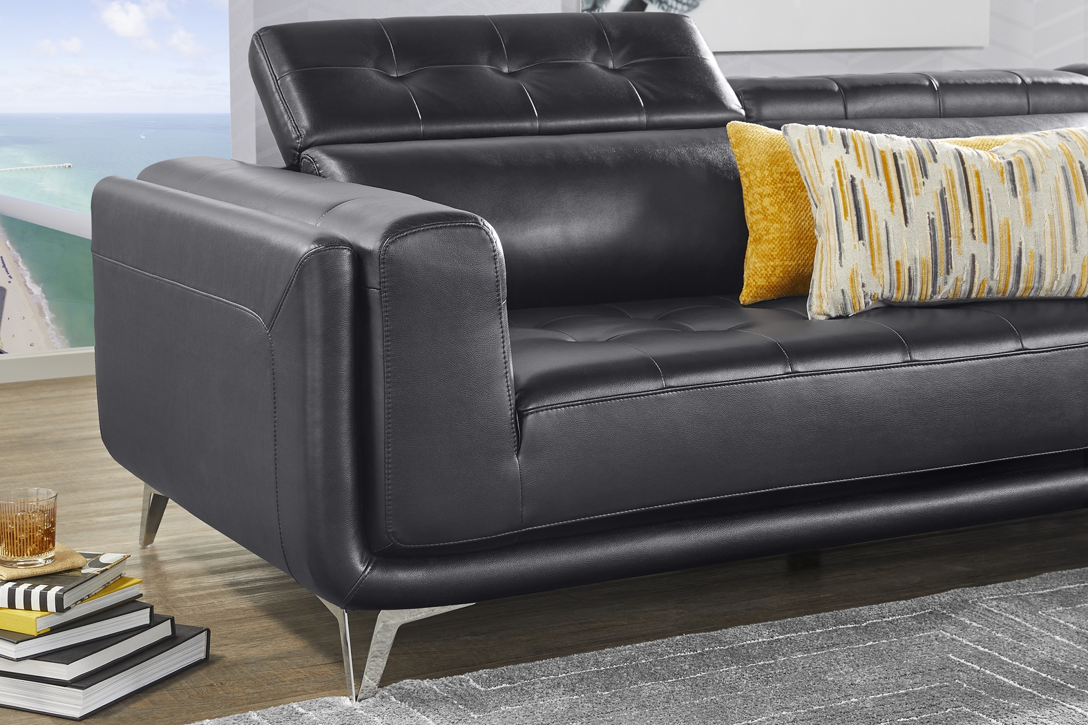 Hudson Heights Black 6 Pc Sectional Living Room - Thumbnail - Image 16