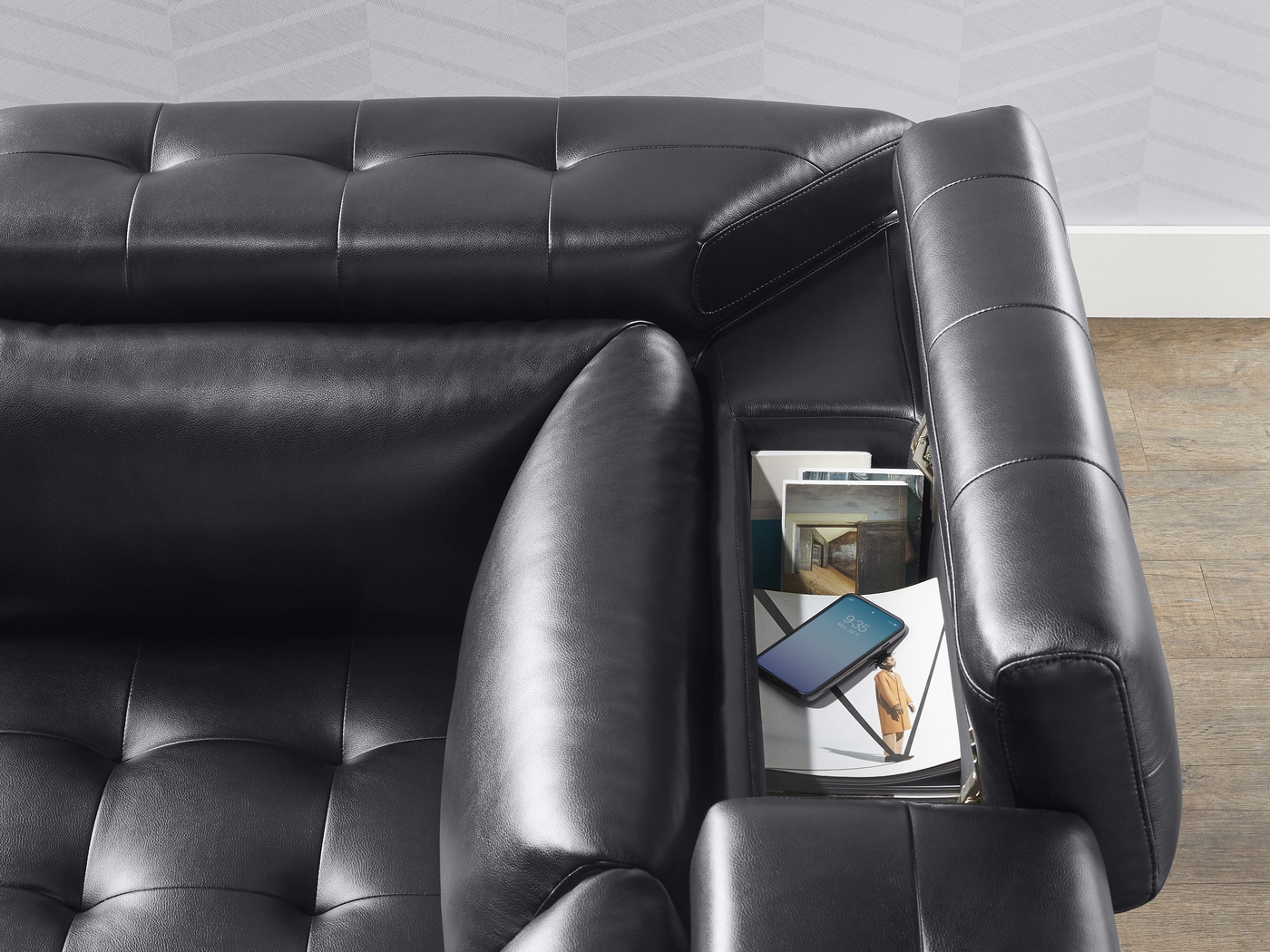 Hudson Heights Black 6 Pc Sectional Living Room - Thumbnail - Image 7