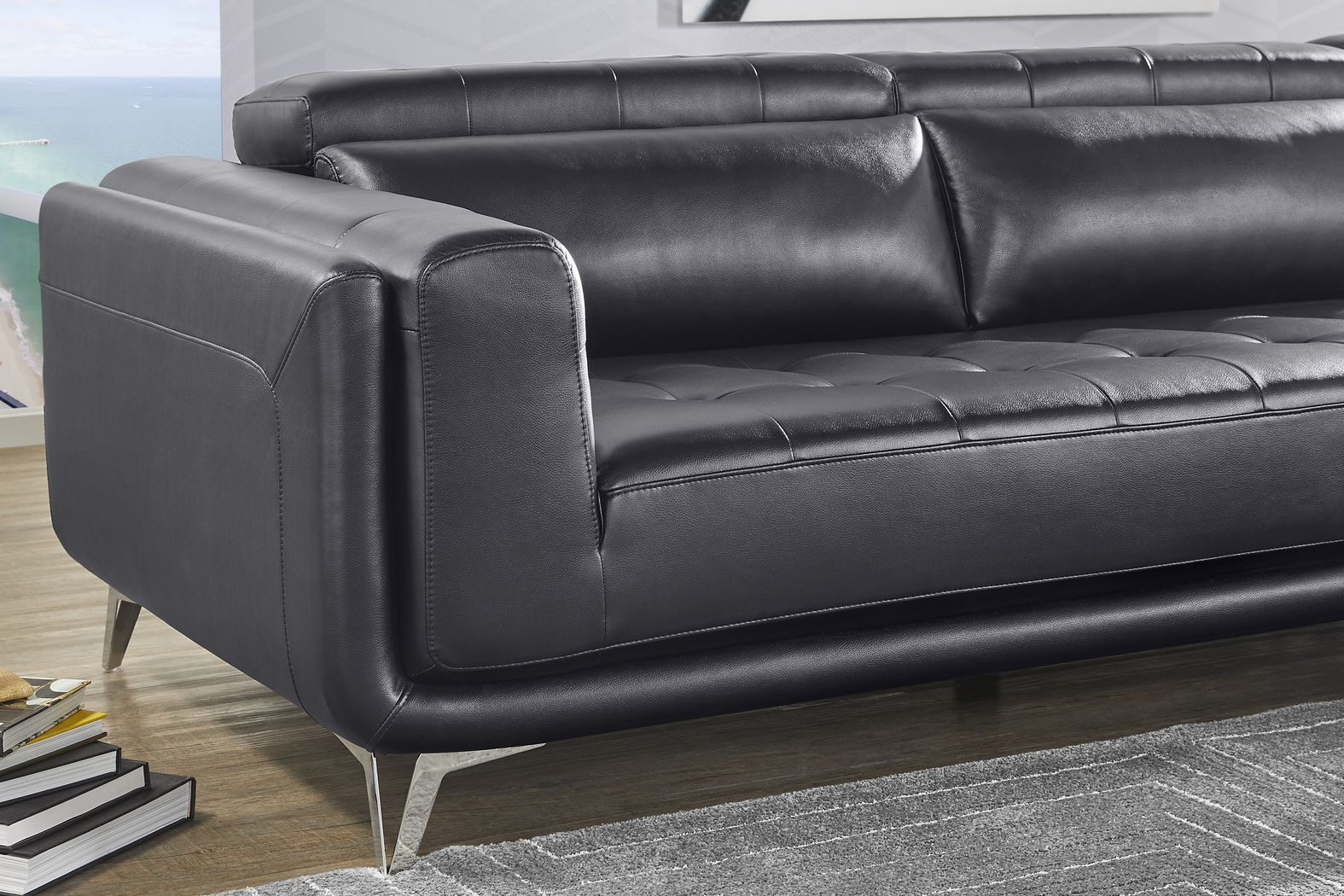 Hudson Heights Black 6 Pc Sectional Living Room - Thumbnail - Image 11