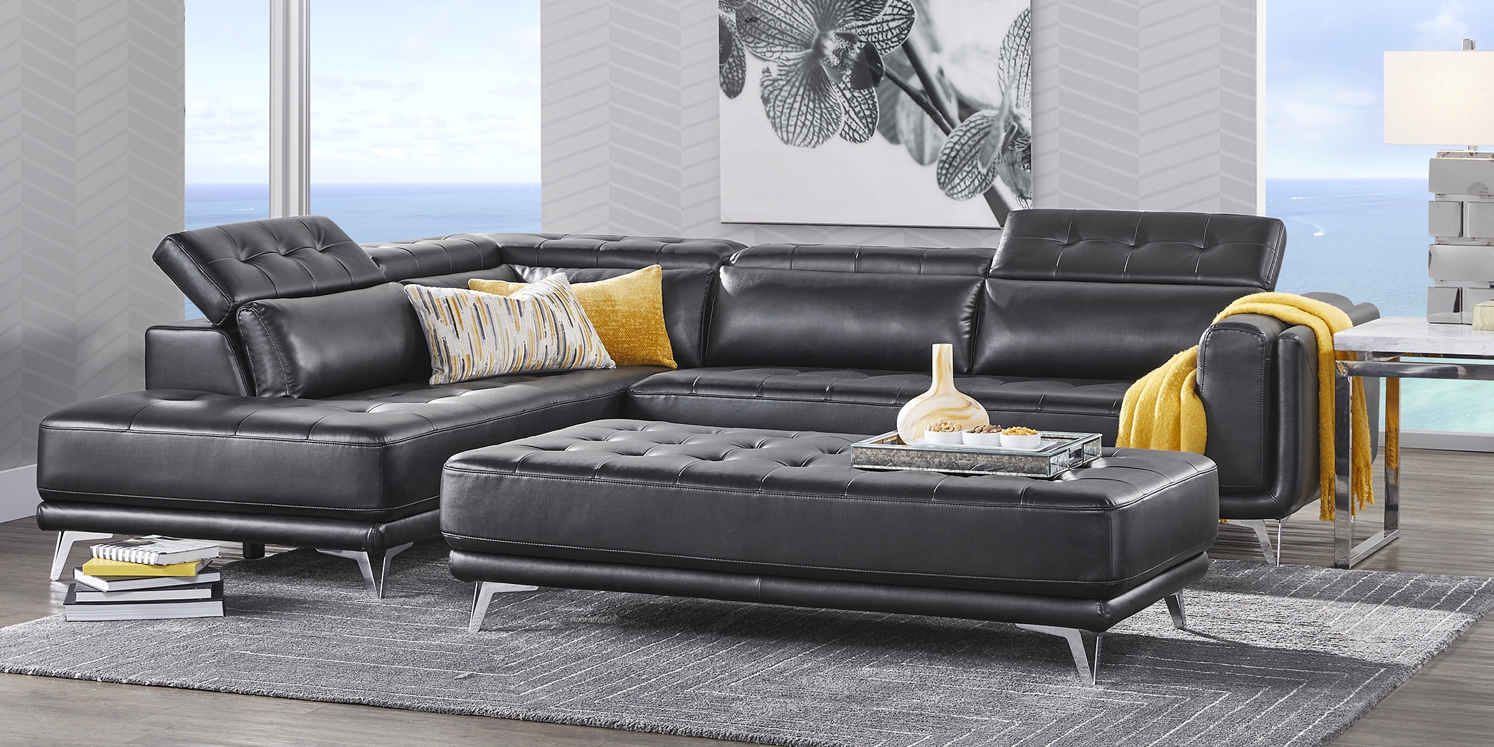 Hudson Heights Black 5 Pc Sectional Living Room - Thumbnail - Image 2