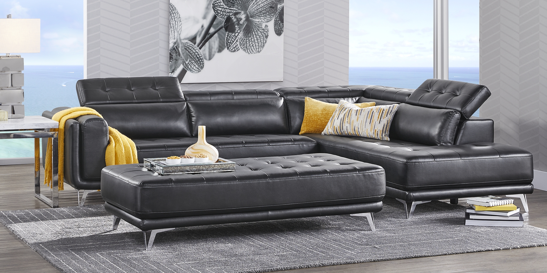 Hudson Heights Black 5 Pc Sectional Living Room - Thumbnail - Image 2