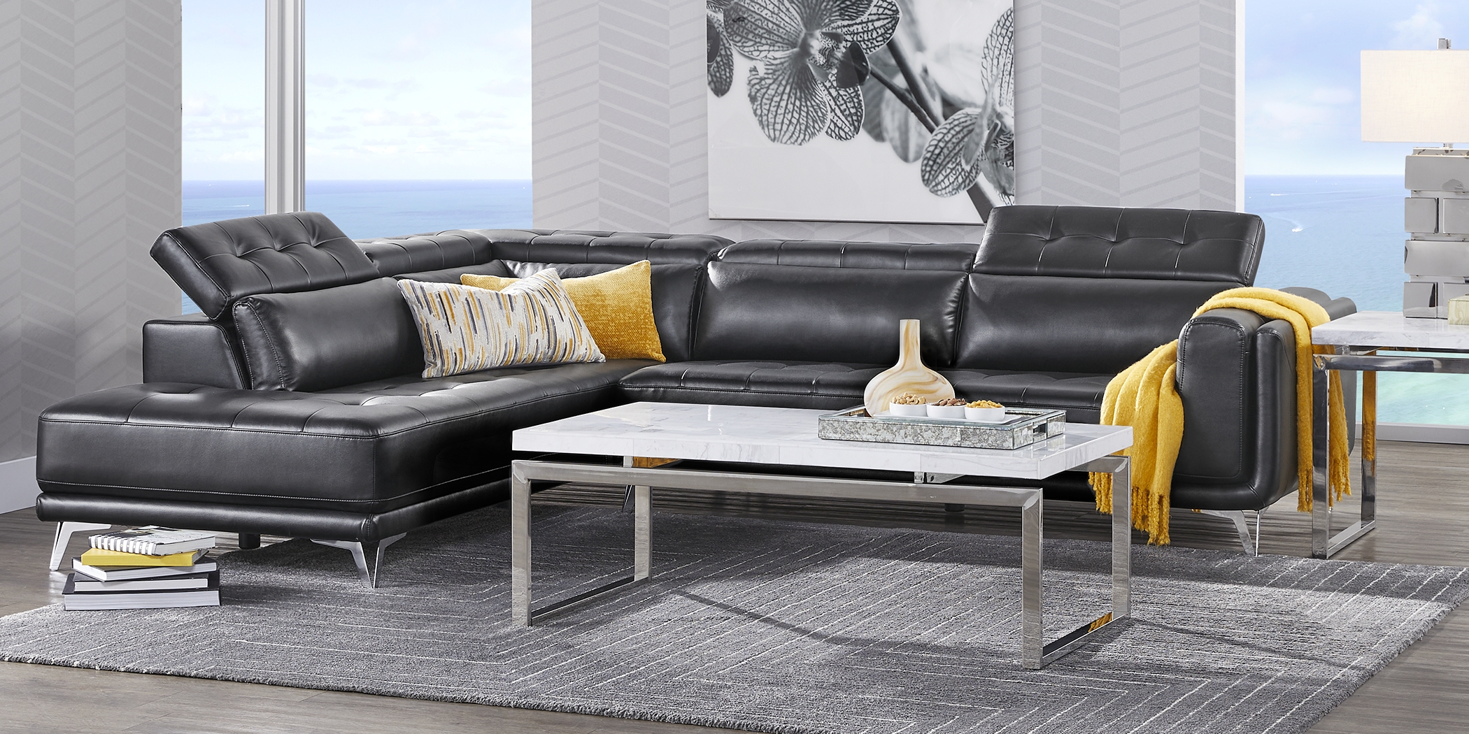 Hudson Heights Black 5 Pc Sectional Living Room - Thumbnail - Image 2