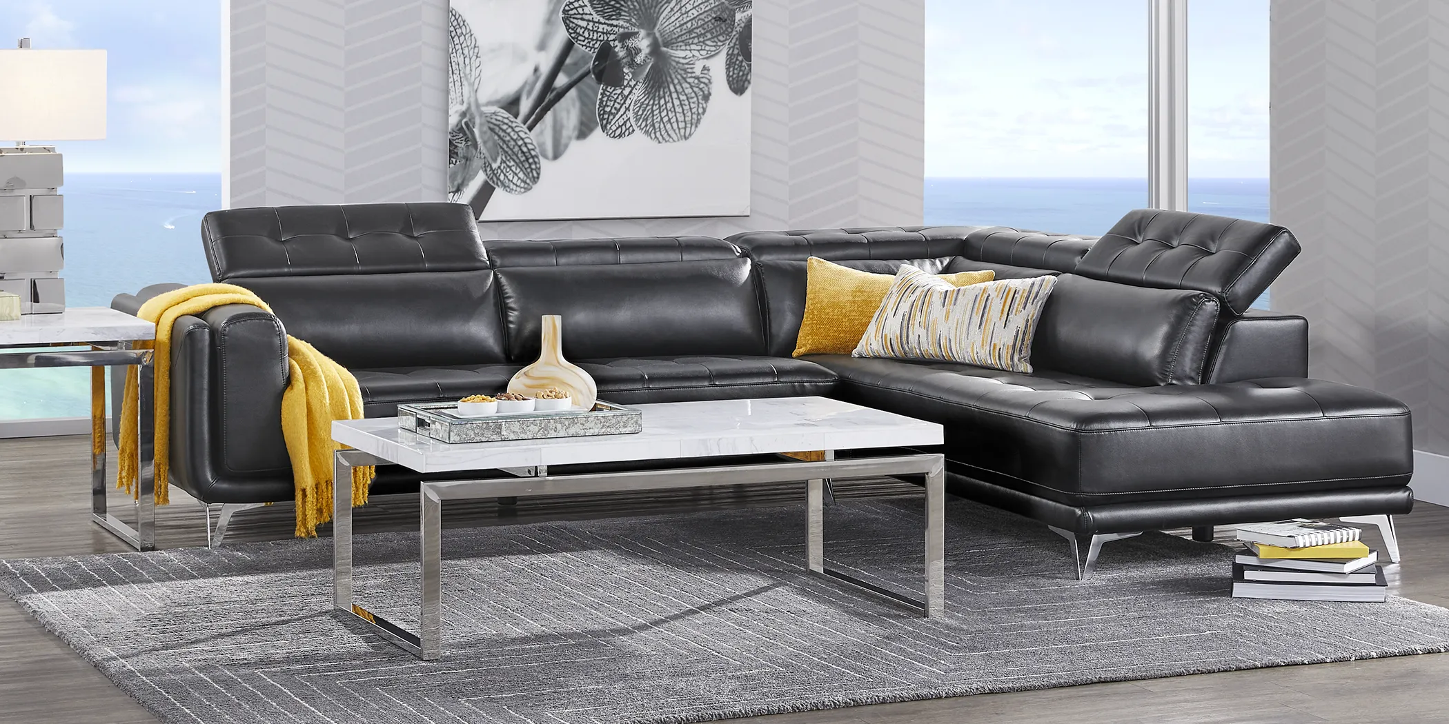 Hudson Heights Black 5 Pc Sectional Living Room - Thumbnail - Image 2