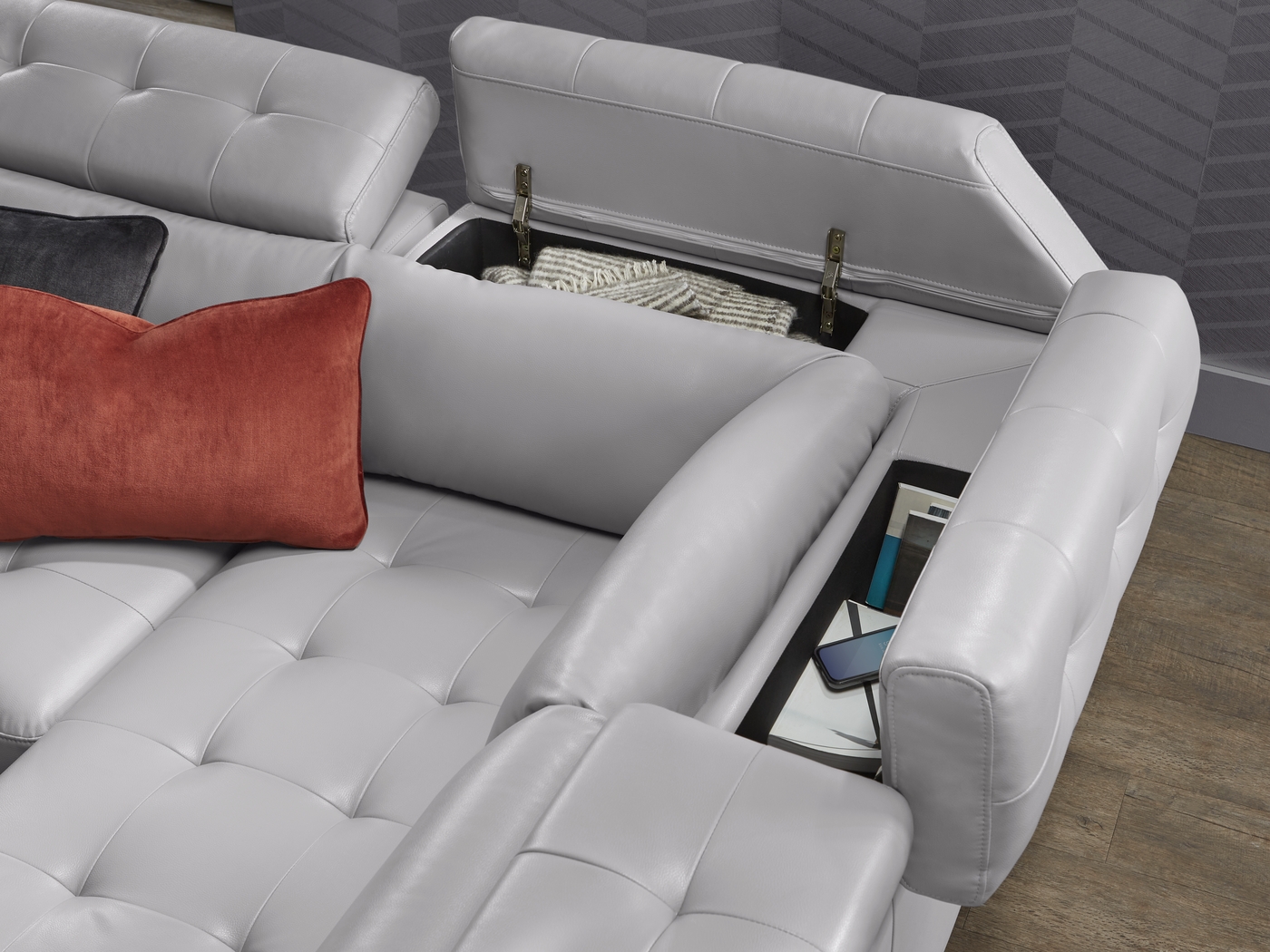 Hudson Heights Platinum 6 Pc Sectional Living Room - Thumbnail - Image 6