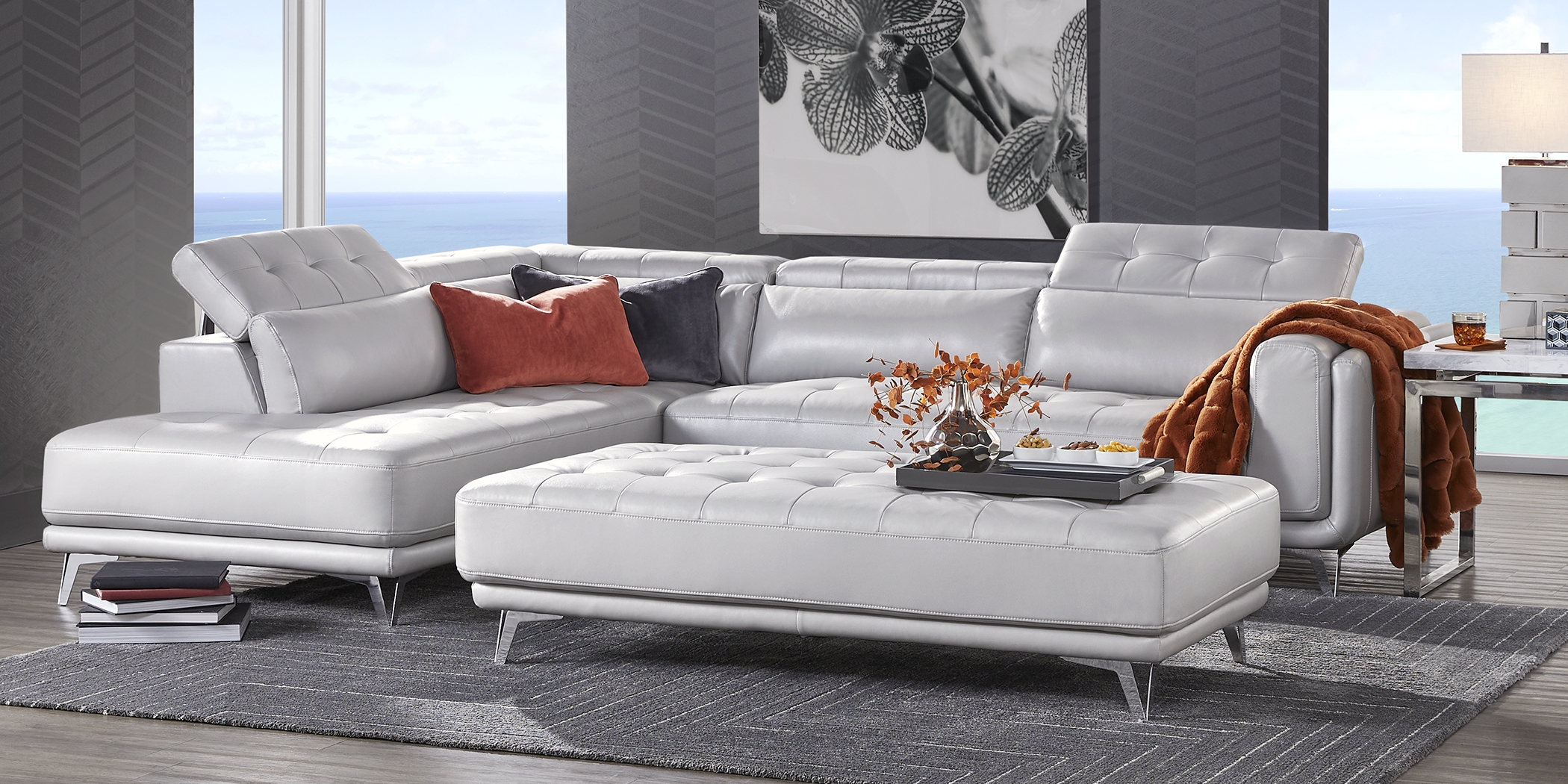Hudson Heights Platinum 5 Pc Sectional Living Room - Thumbnail - Image 2