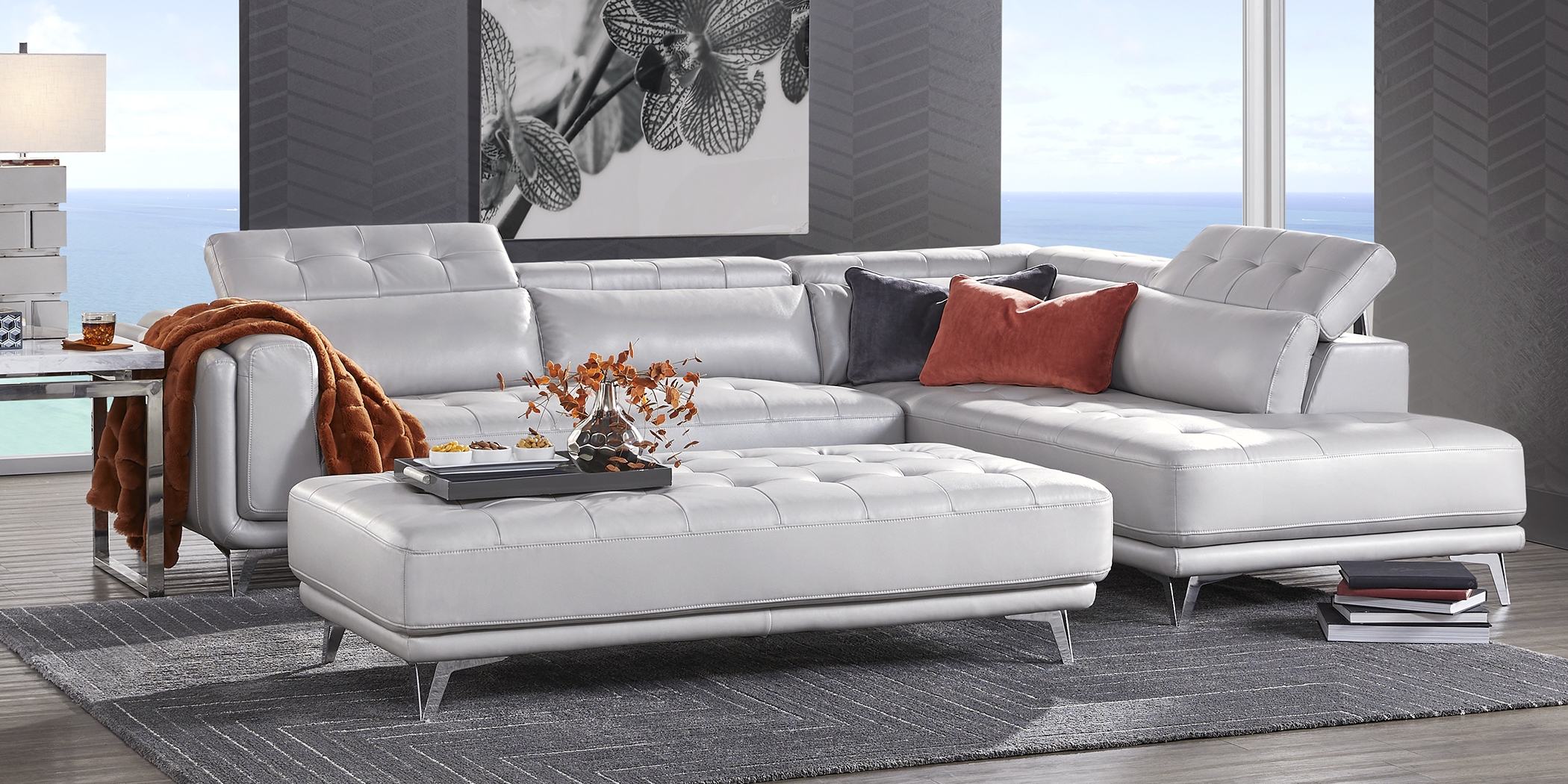 Hudson Heights Platinum 5 Pc Sectional Living Room - Thumbnail - Image 2