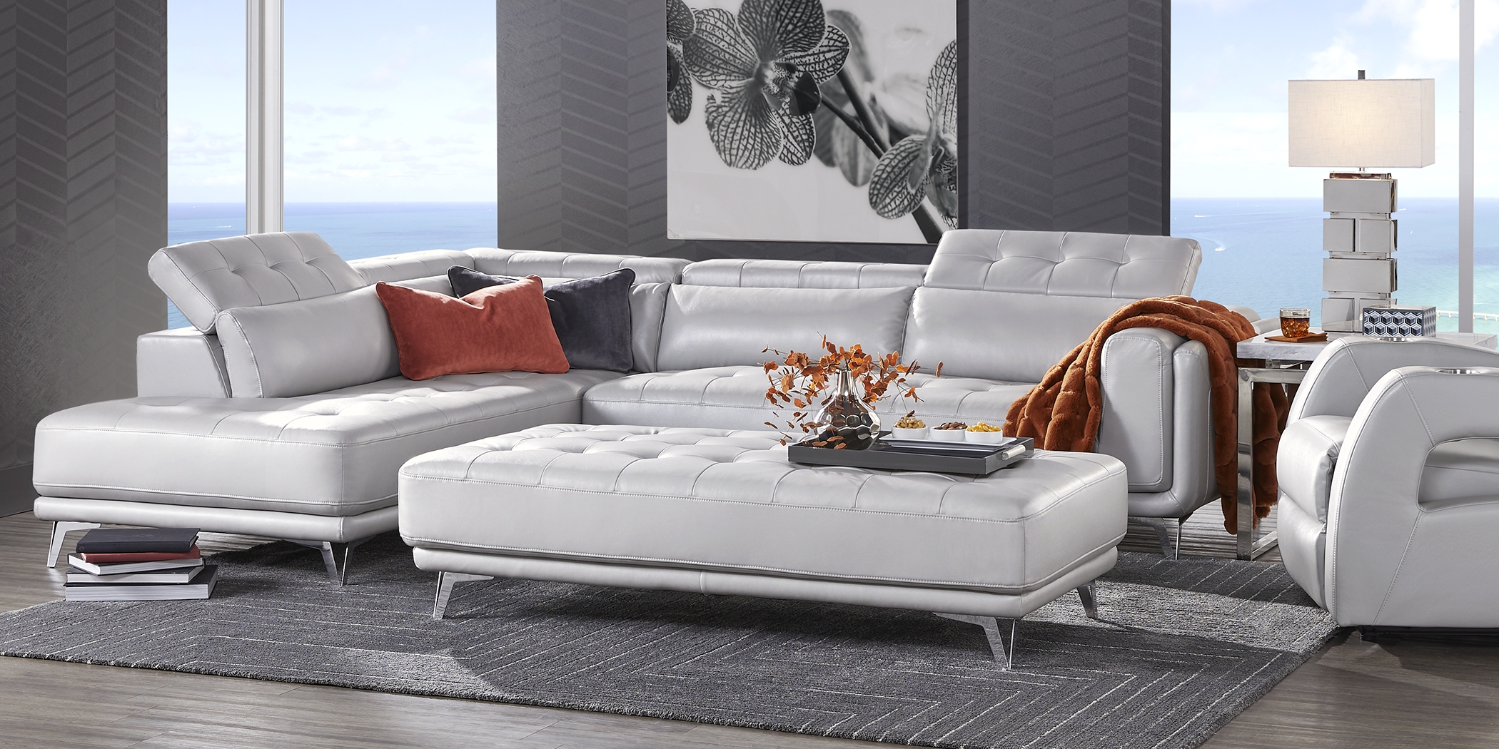 Hudson Heights Platinum 6 Pc Sectional Living Room - Thumbnail - Image 2