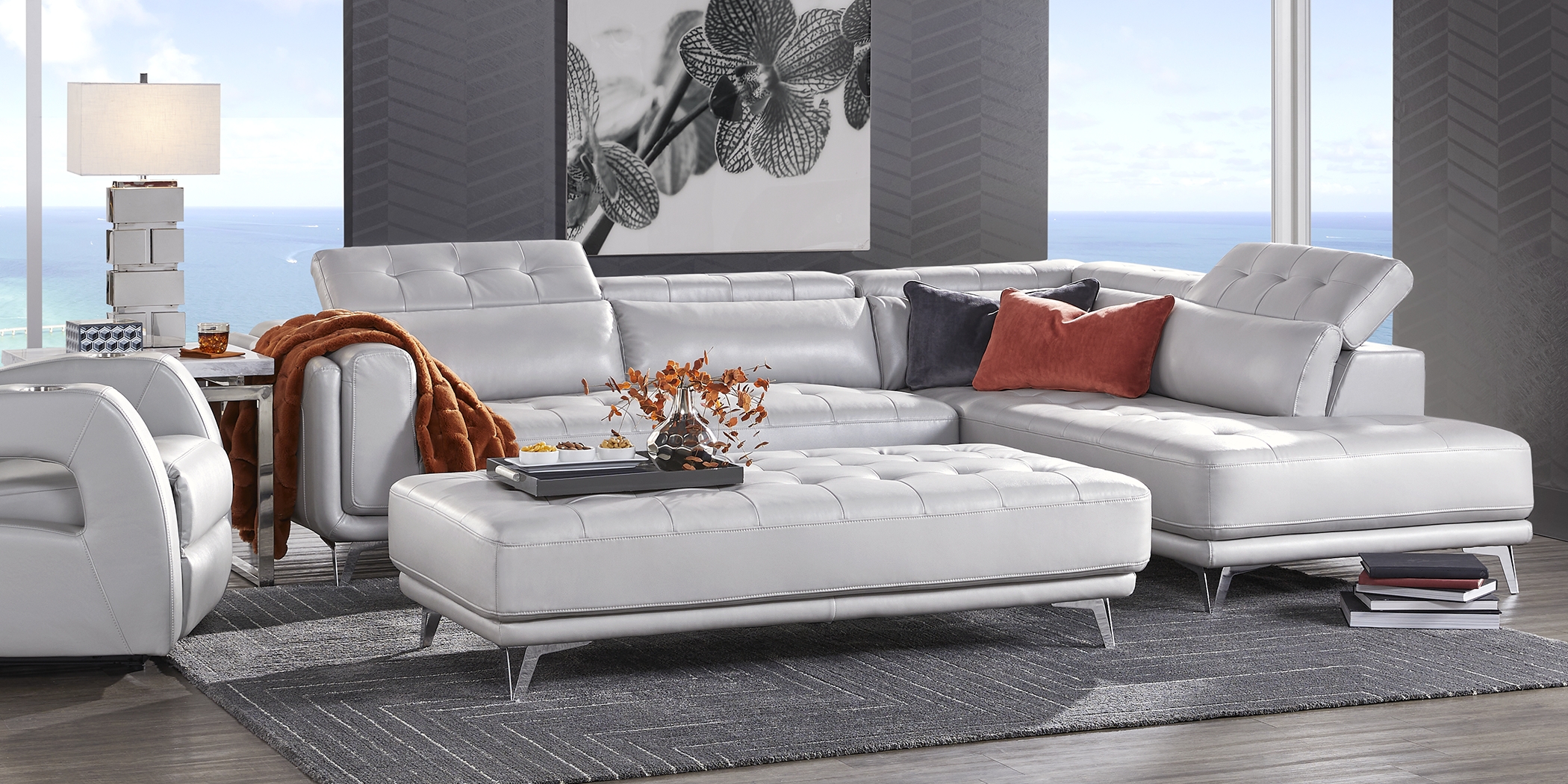 Hudson Heights Platinum 6 Pc Sectional Living Room - Thumbnail - Image 2