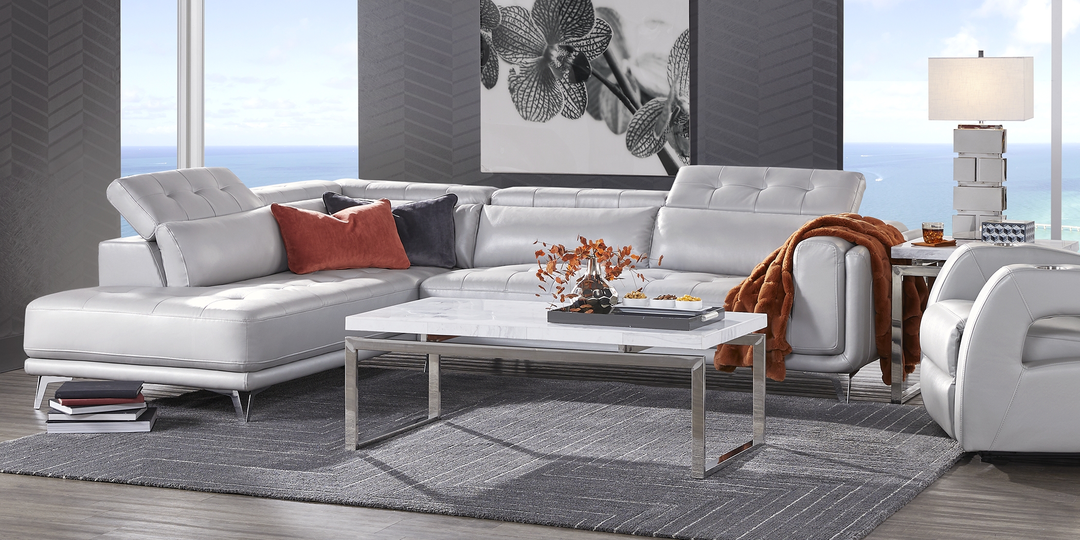 Hudson Heights Platinum 6 Pc Sectional Living Room - Thumbnail - Image 2